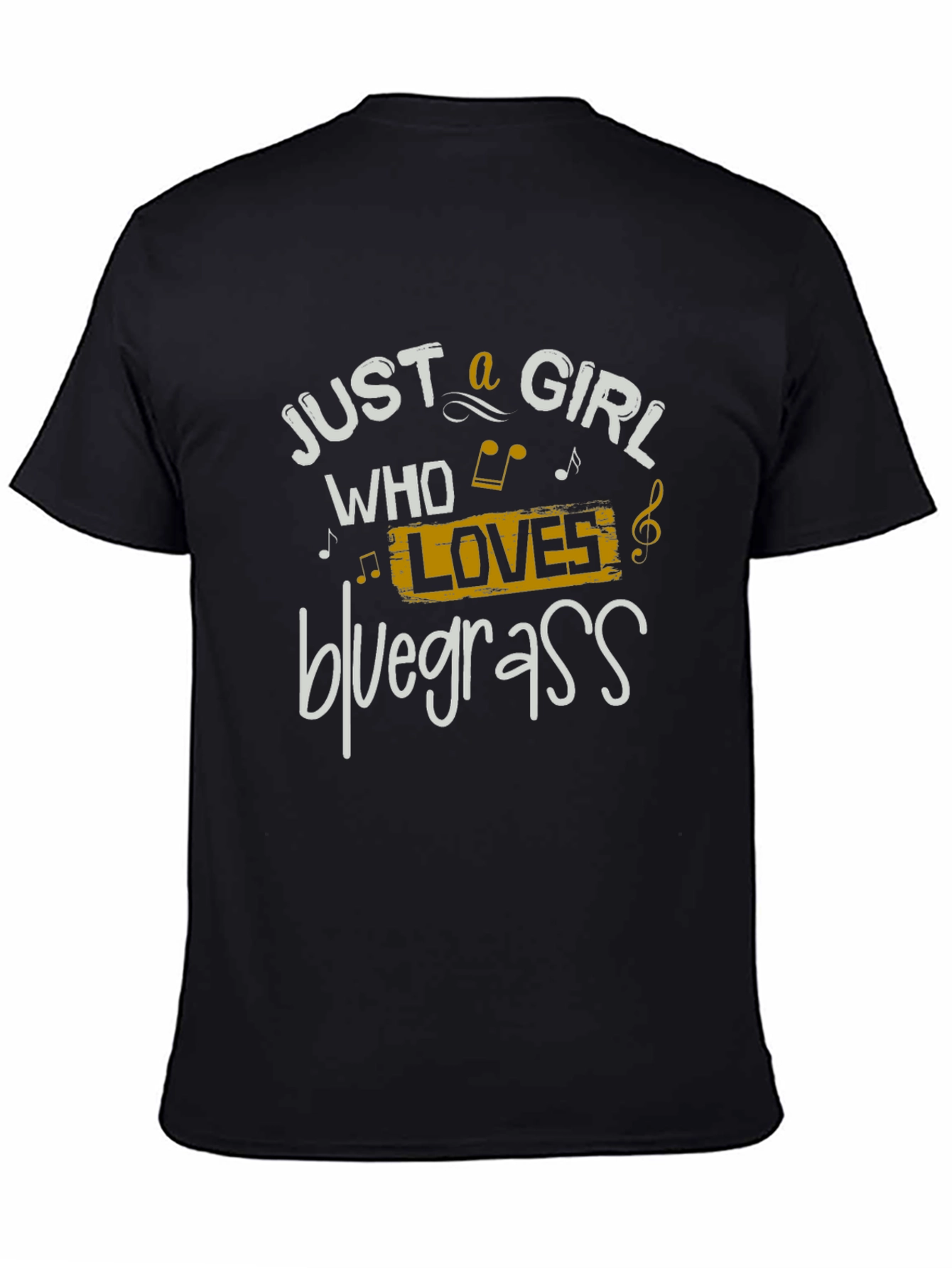 Black Just a Girl Who Loves Bluegrass T-Shirt view 4