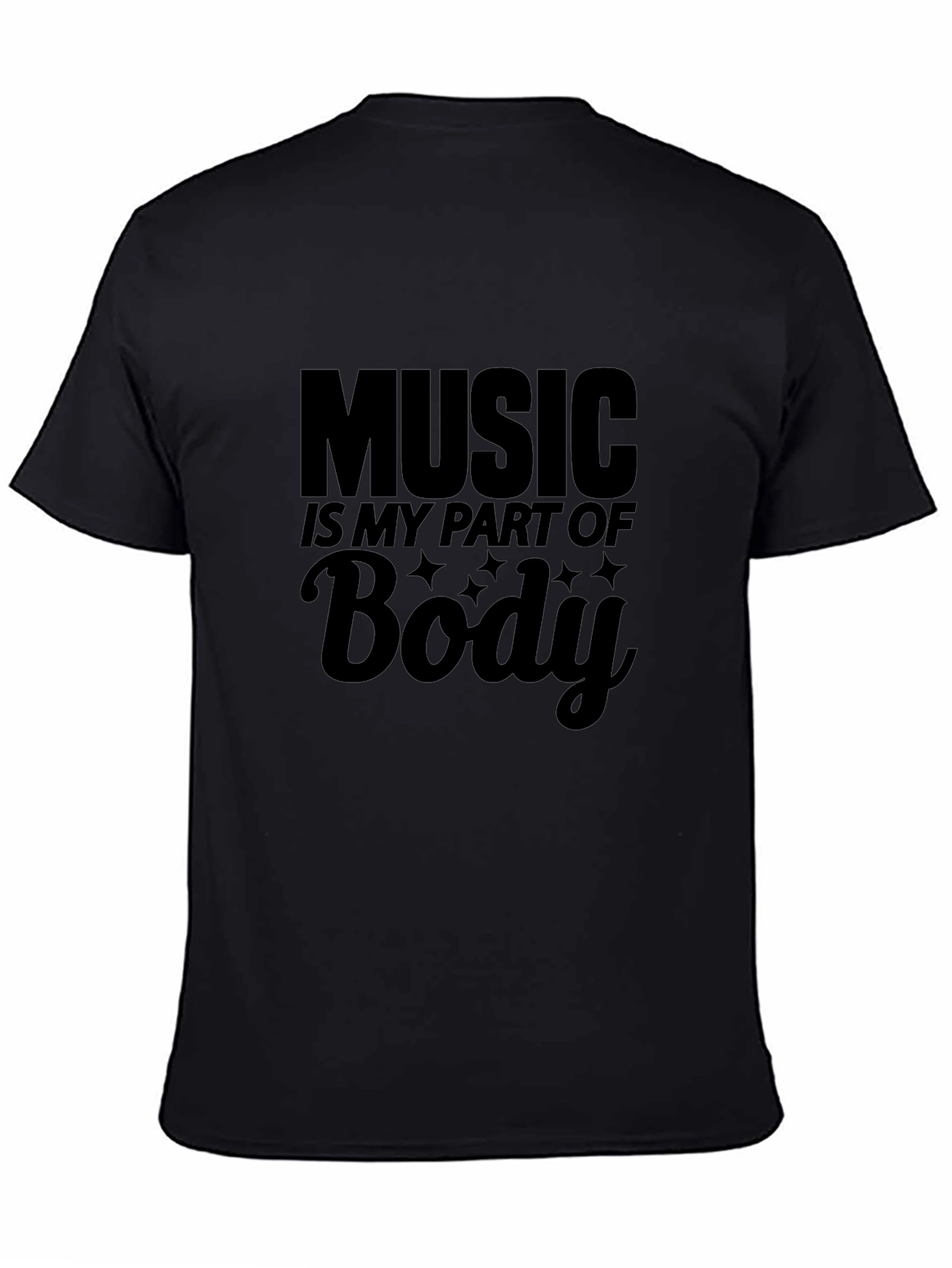 Black Music Is My Part of Body Black Graphic T-Shirt view 4