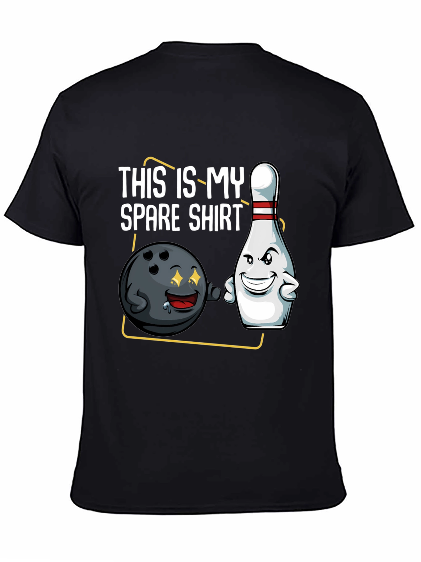 Black Funny Bowling T-Shirt - This is My Spare Shirt view 4