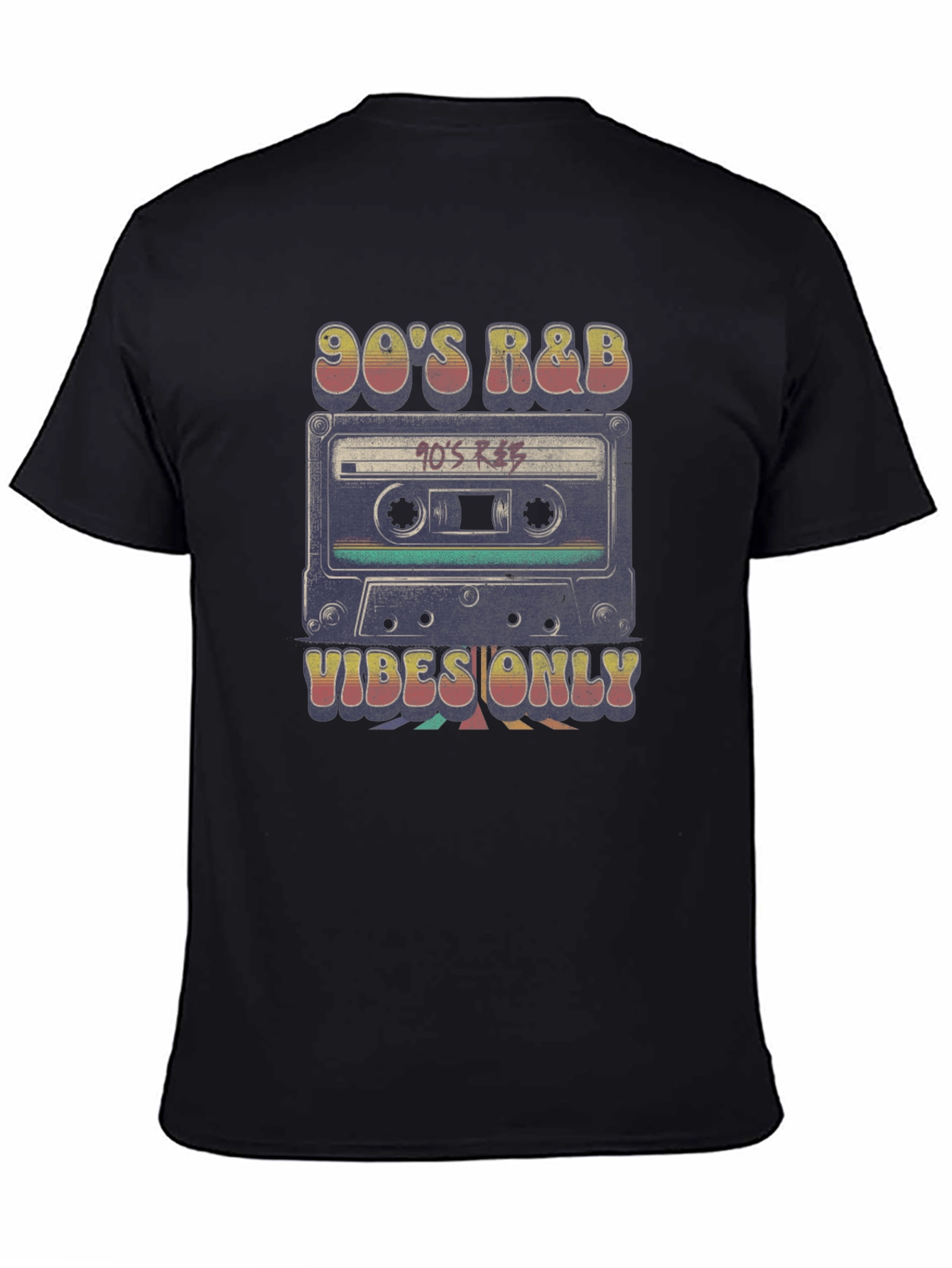 Black 90's R&B Vibes Only Retro Cassette T-Shirt view 4