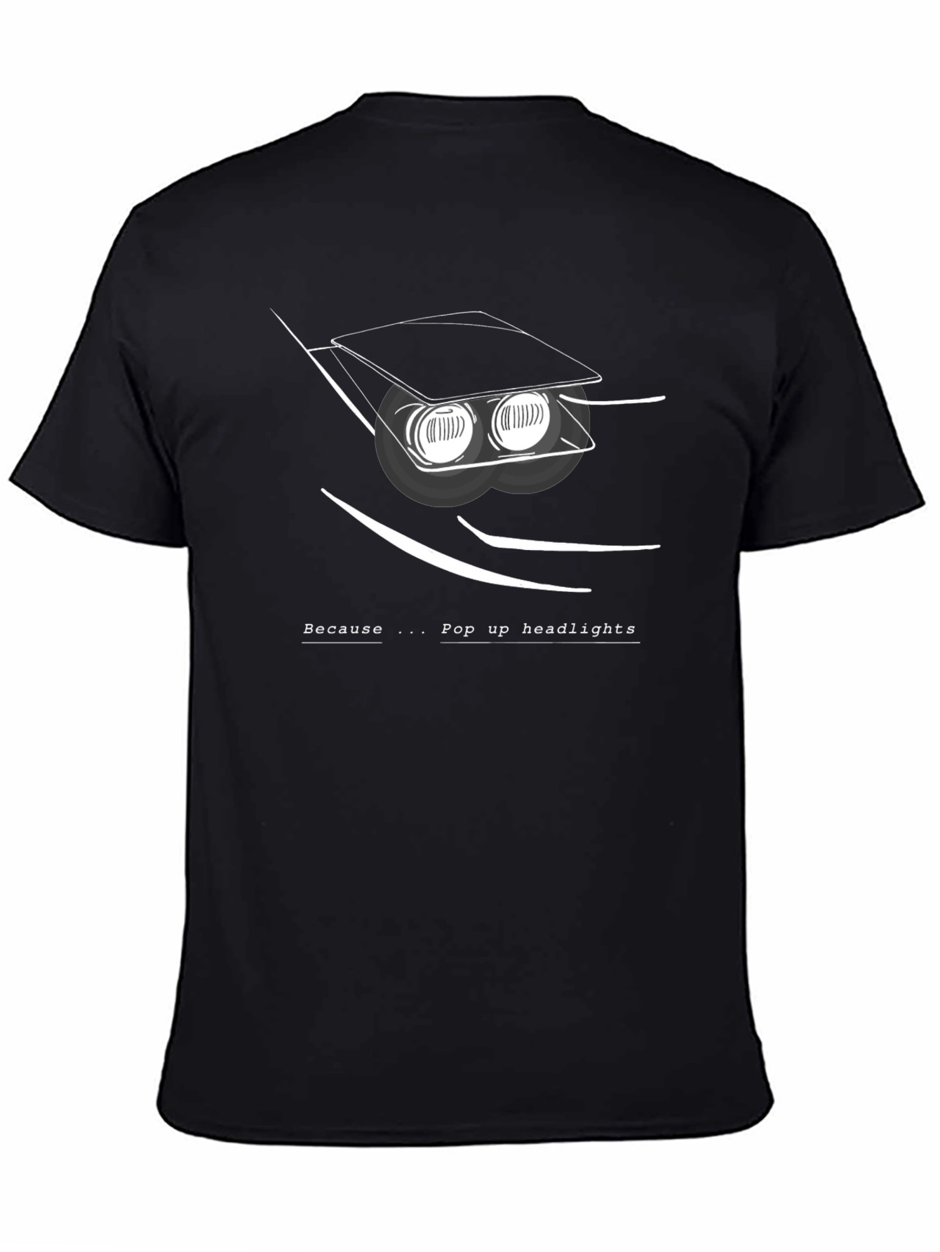 Black Pop Up Headlights Graphic T-Shirt - Car Enthusiast Tee view 4