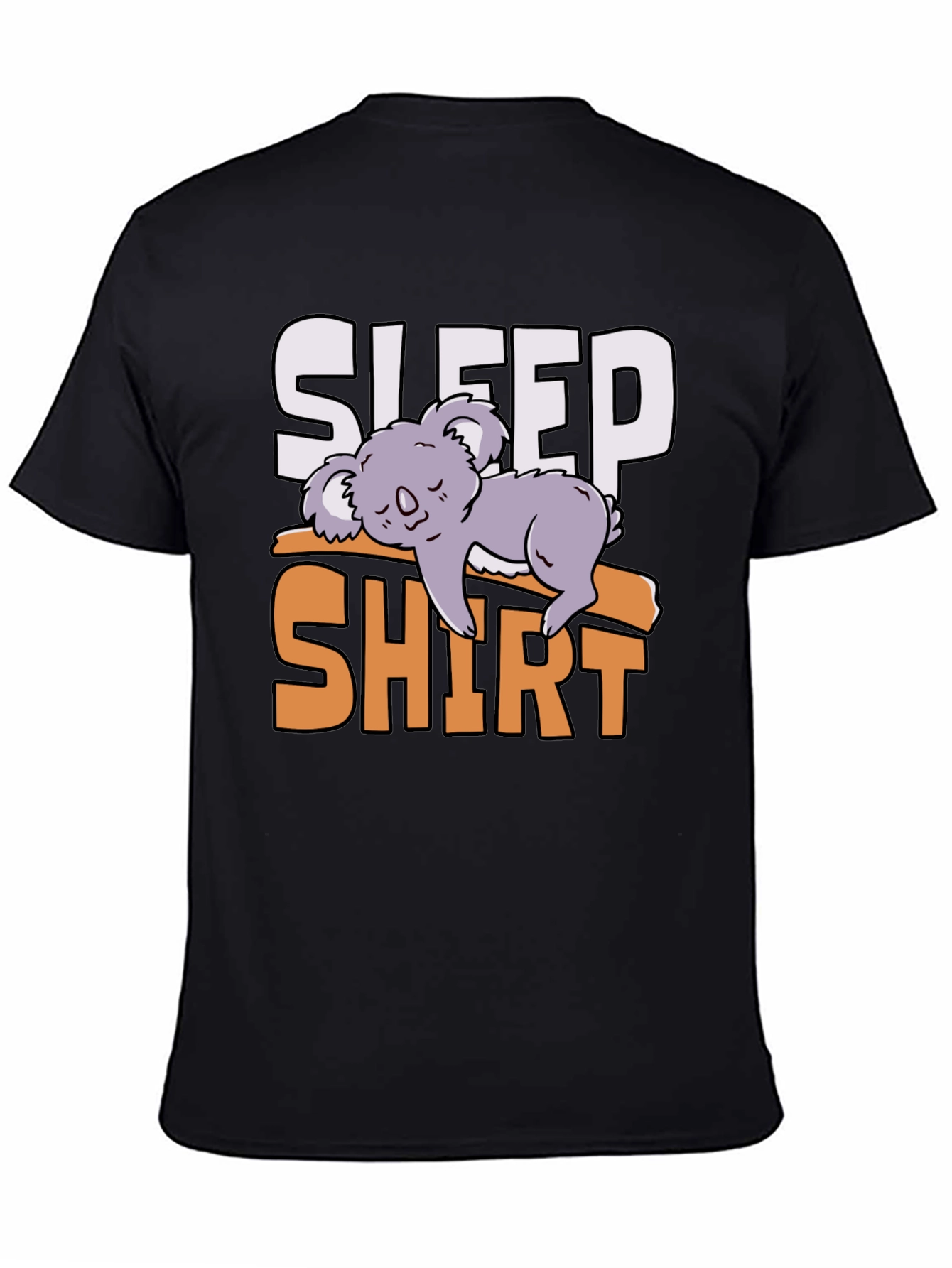 Black Sleep Shirt Koala Tee - Funny Lazy Animal T-Shirt view 4