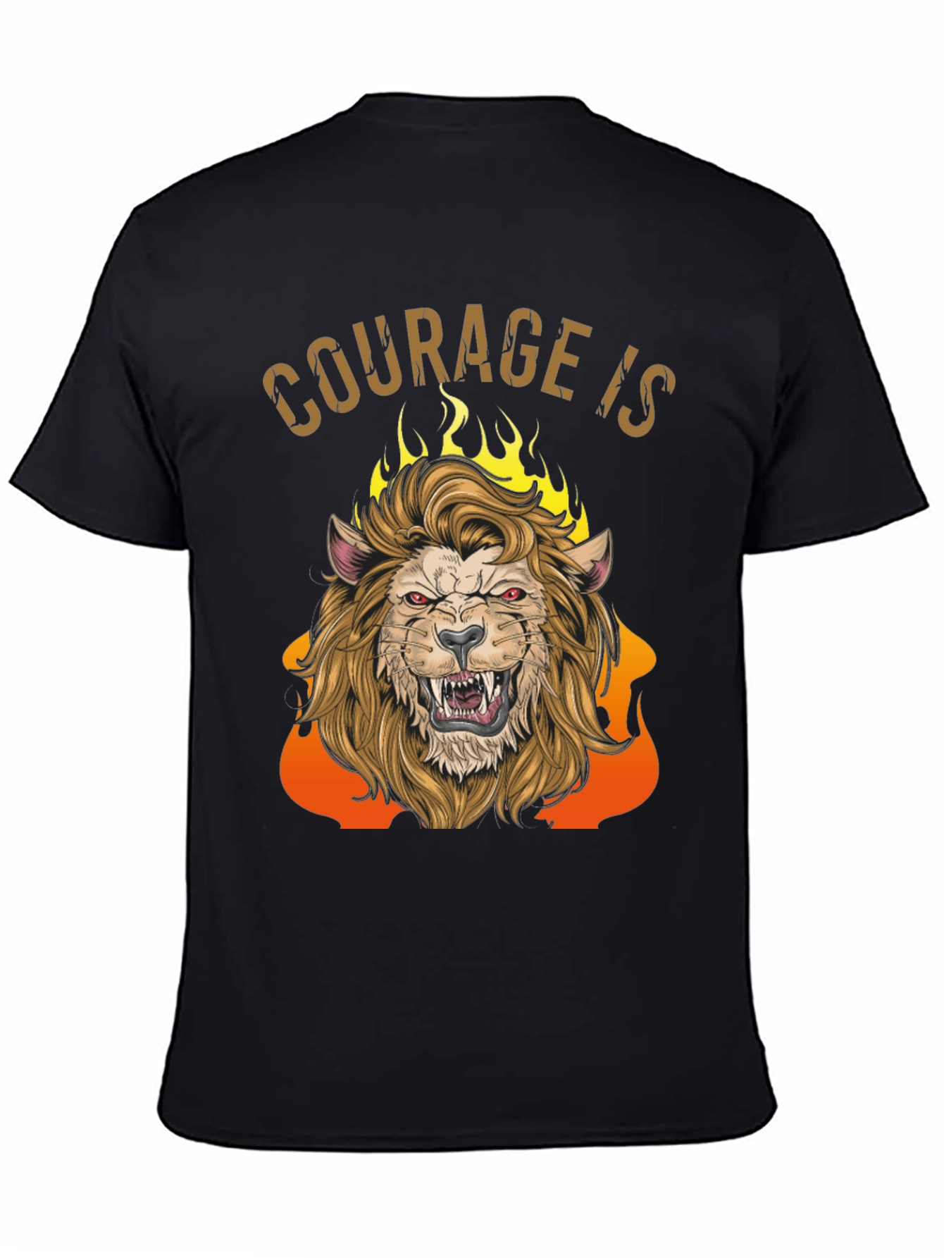 Black Courage Is Lion Graphic Tee - Men's Black T-Shirt view 4