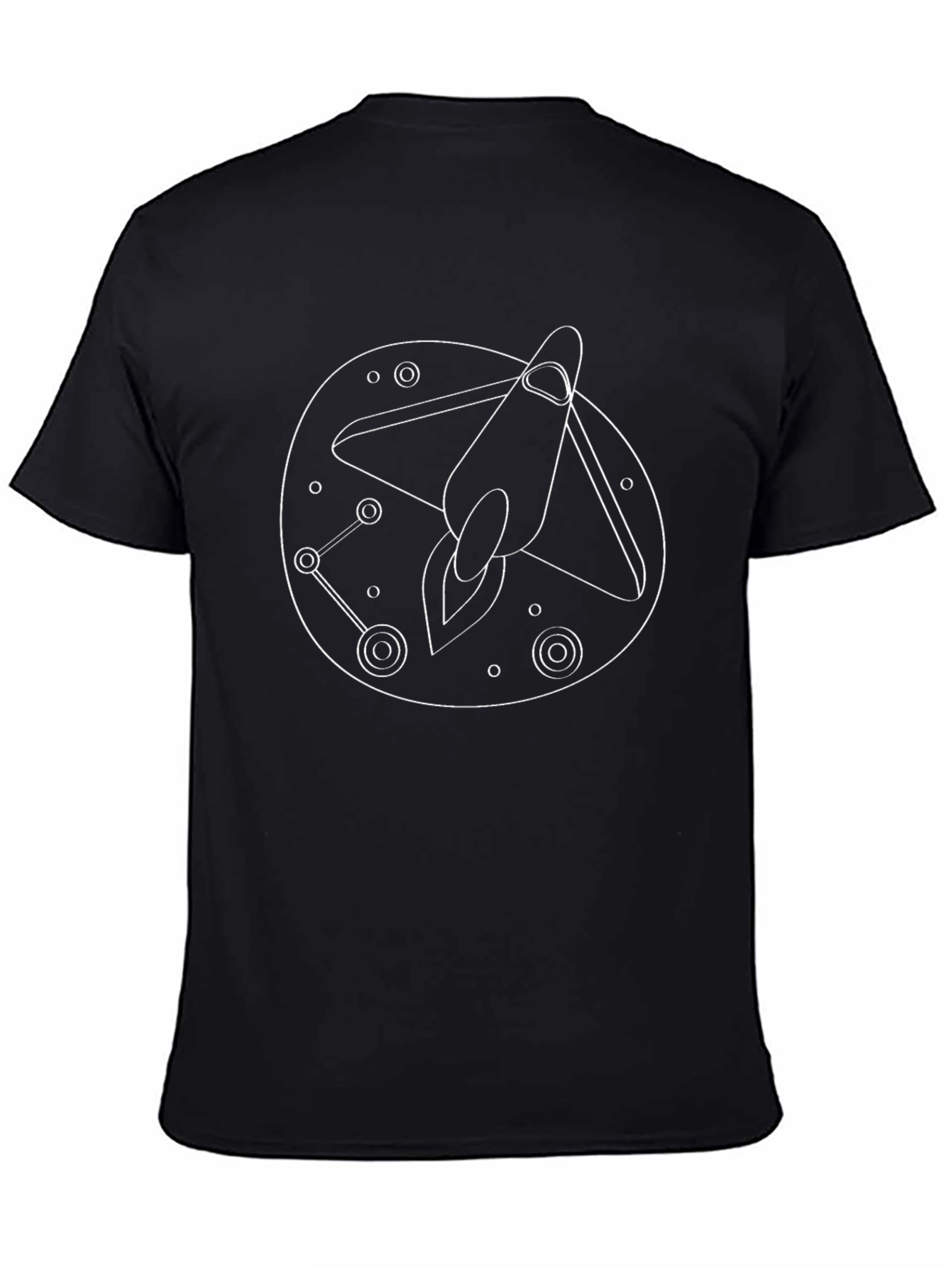 Black Space Rocket T-Shirt - Black Cotton Blend view 4