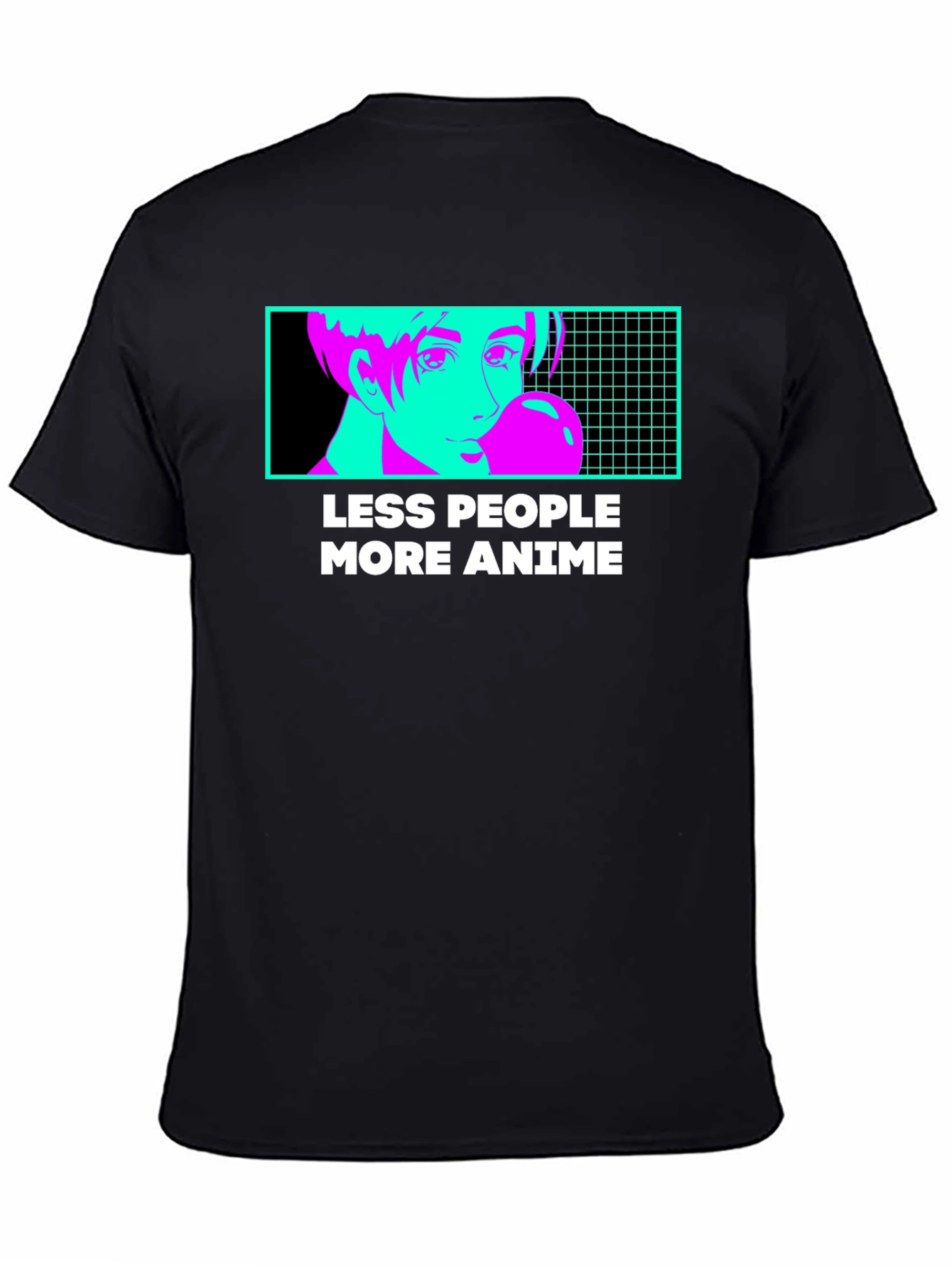Black Less People More Anime Graphic Tee - Black T-Shirt view 4