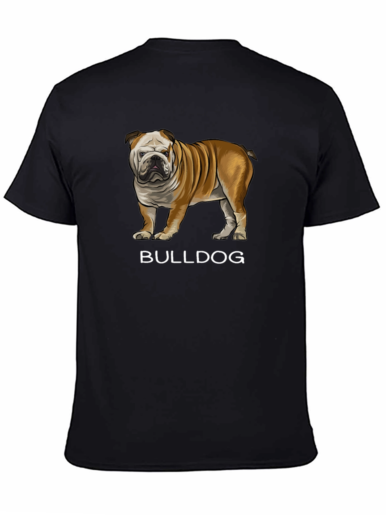 Black Bulldog Graphic Tee - Black Cotton Casual T-Shirt view 4