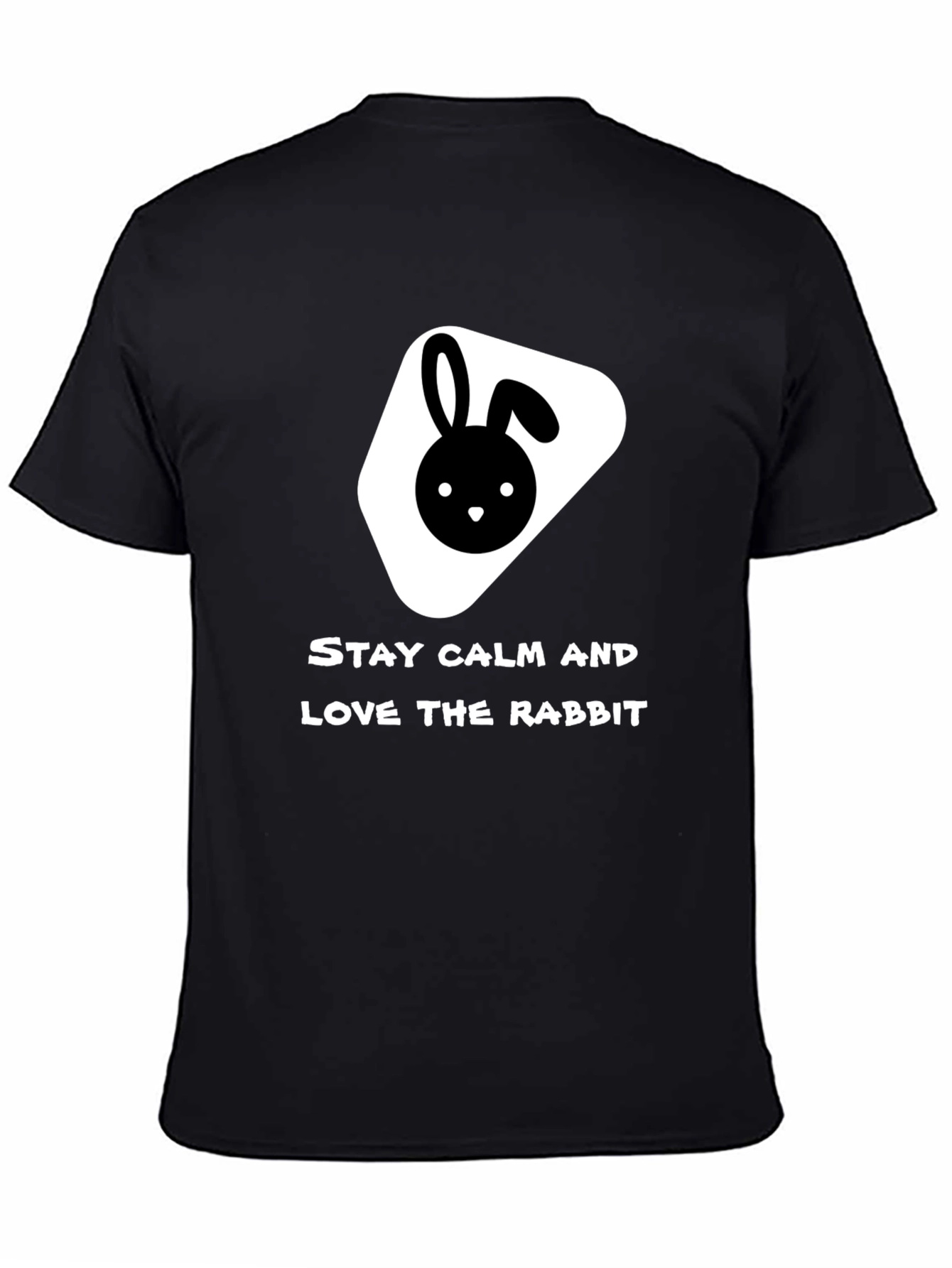Black Stay Calm Love Rabbit Black T-Shirt view 4