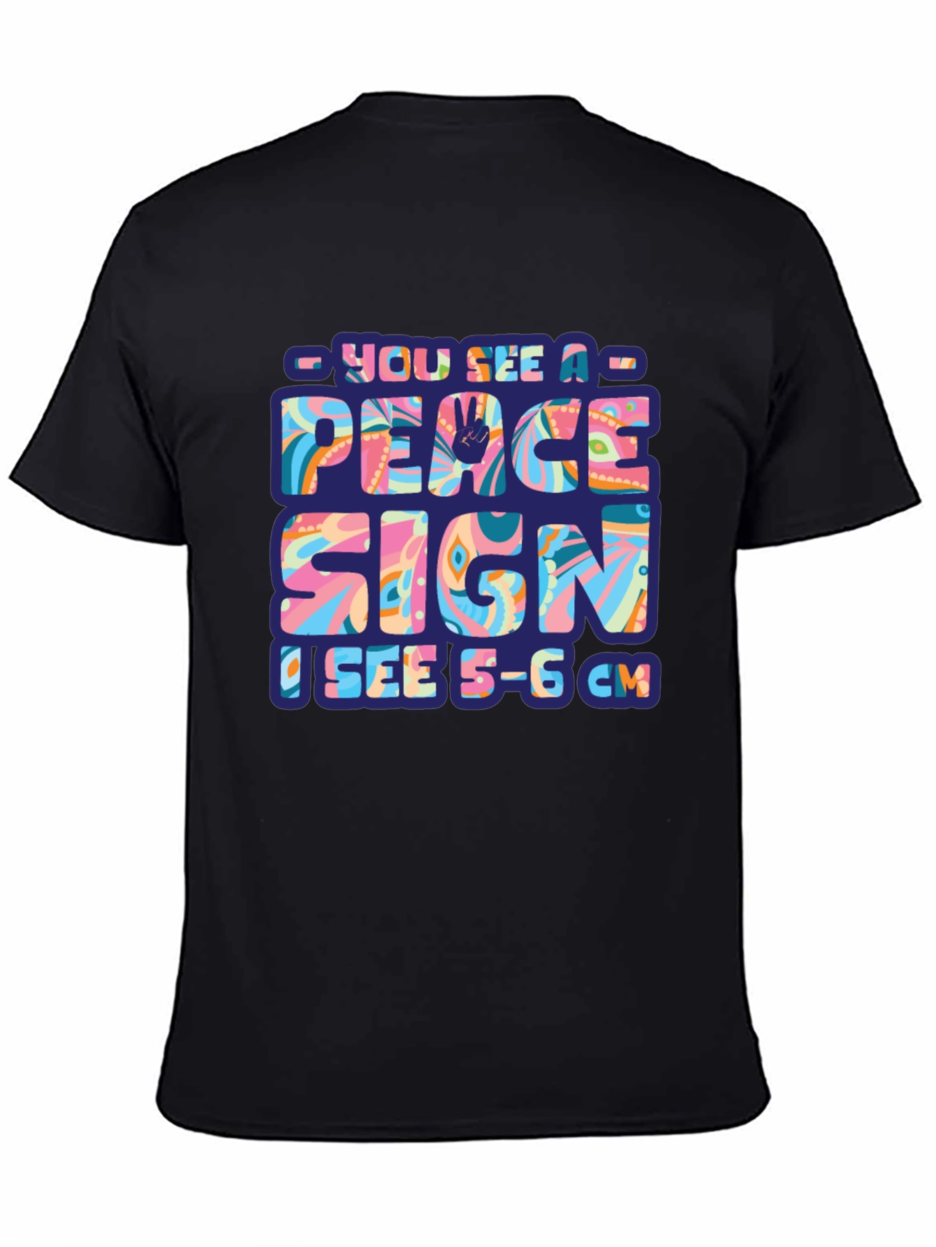 Black Peace Sign Funny Adult Humor T-Shirt view 4