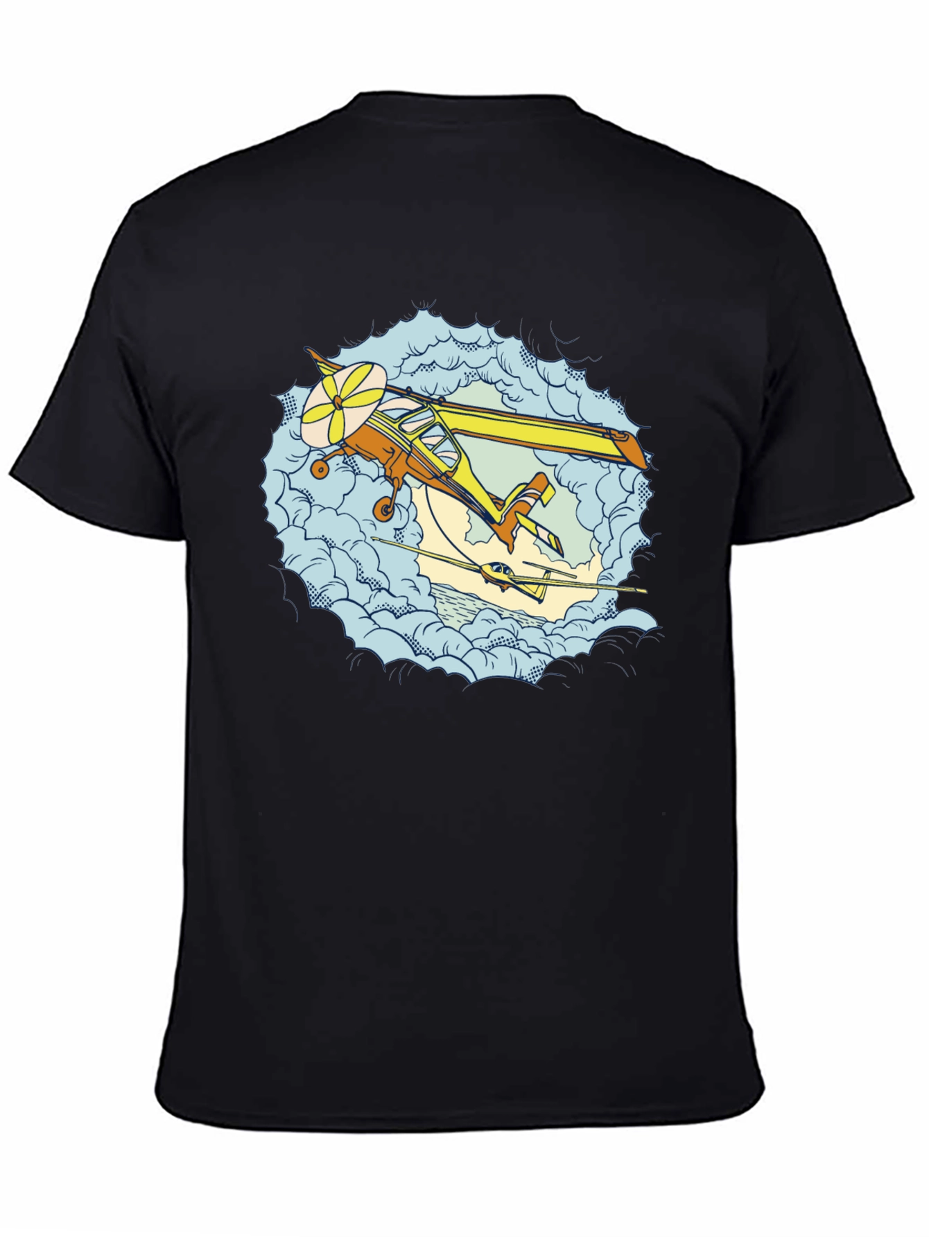 Black Vintage Plane Graphic Tee - Retro Aviation Shirt view 4