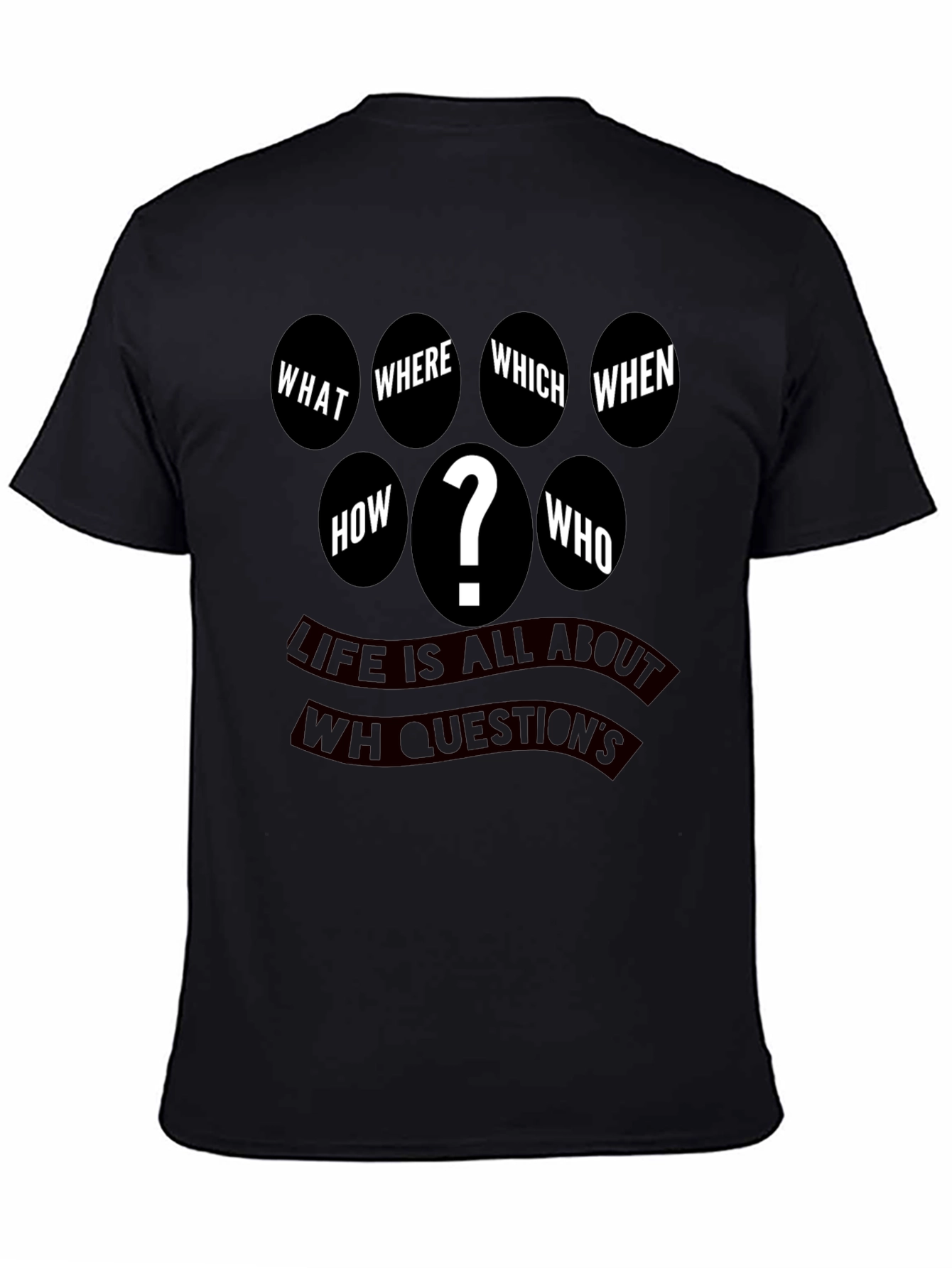 Black Question Everything Men's Black T-Shirt view 4