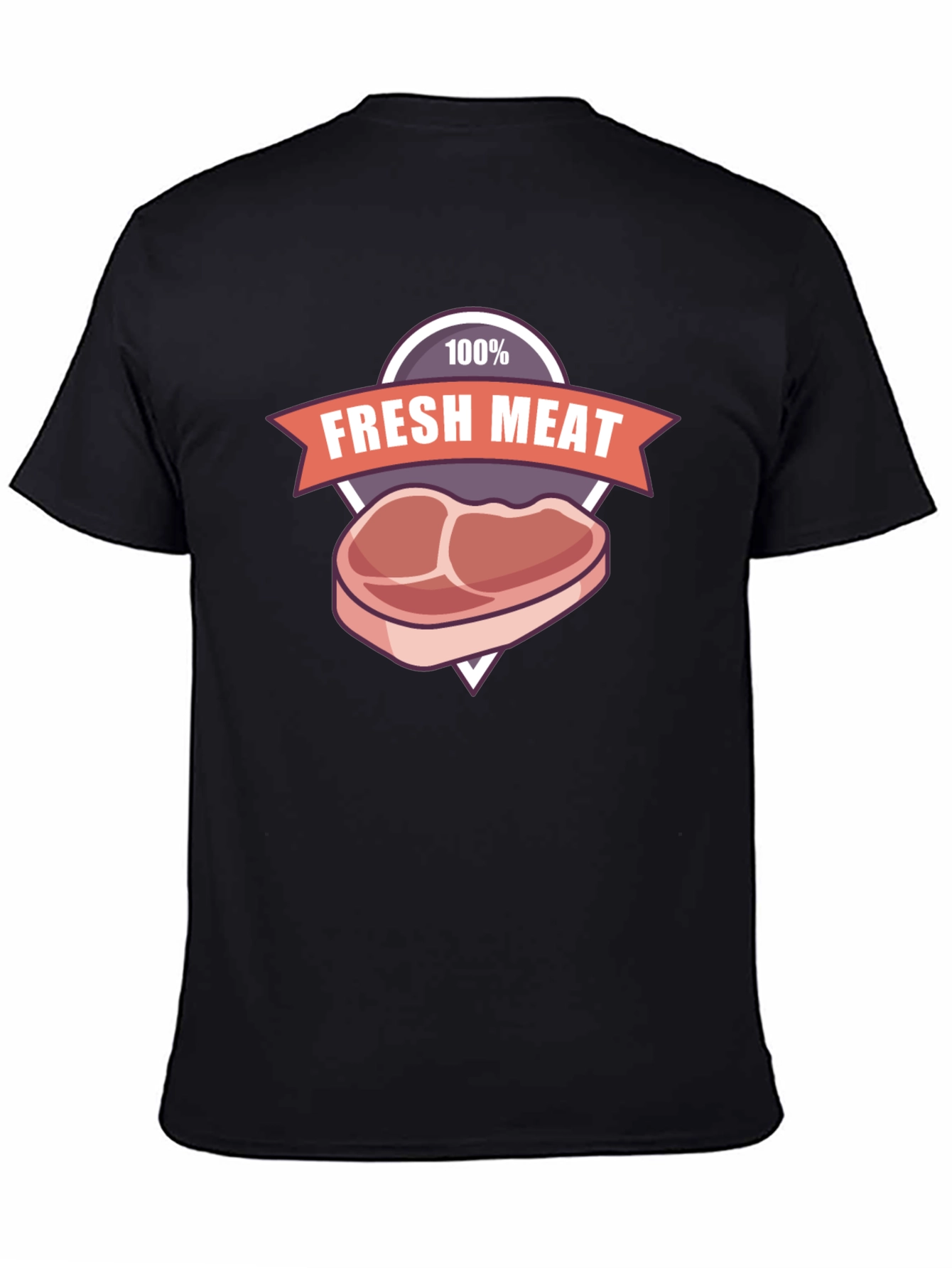 Black Fresh Meat Graphic T-Shirt - Black Cotton Tee view 4