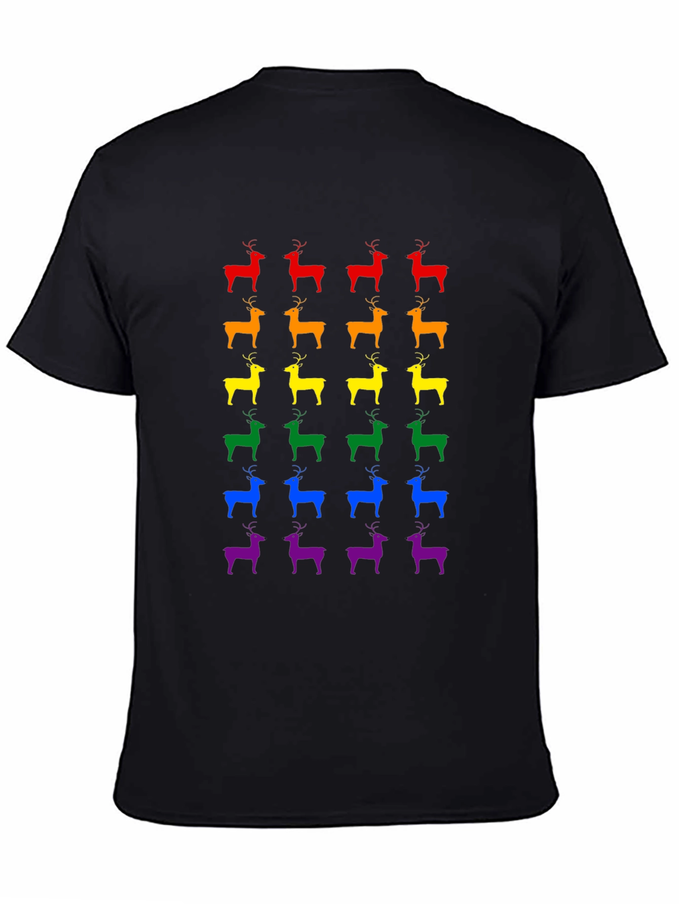 Black Rainbow Deer Pride T-Shirt - Soft Cotton Crew Neck view 4
