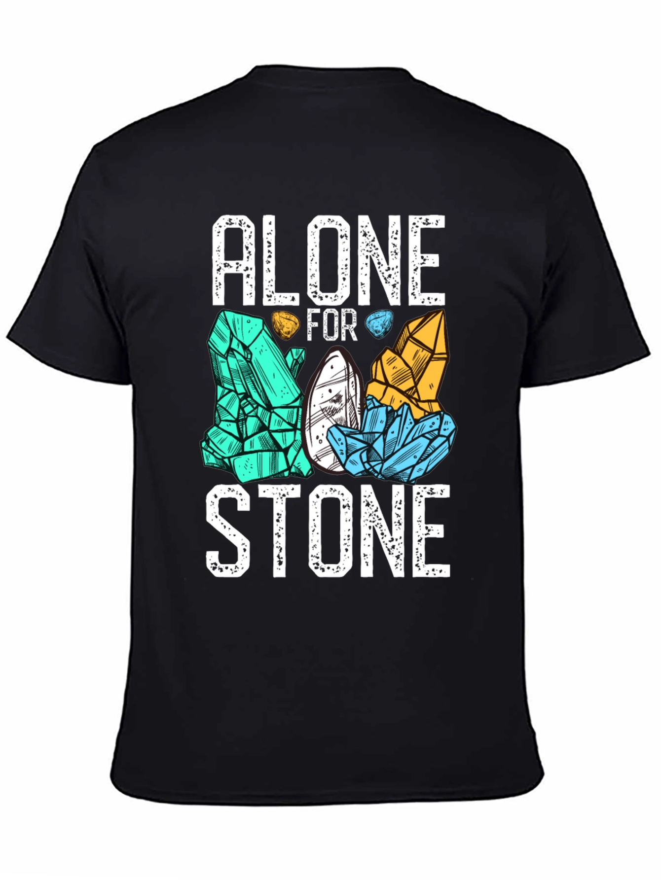 Black Alone for Stone Men's Graphic T-Shirt - Black view 4