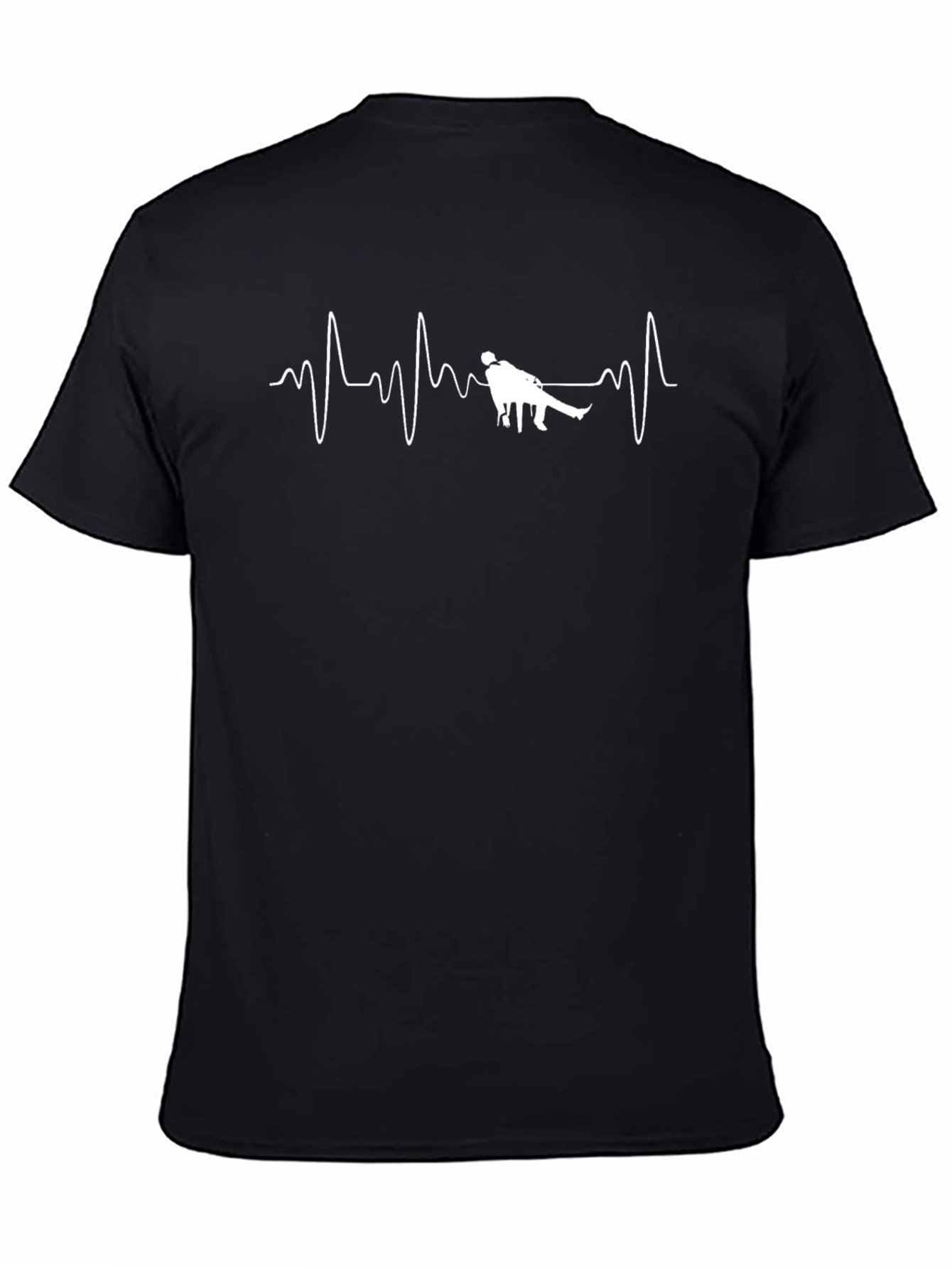 Black Heartbeat Curling T-Shirt - Black Cotton Tee view 4