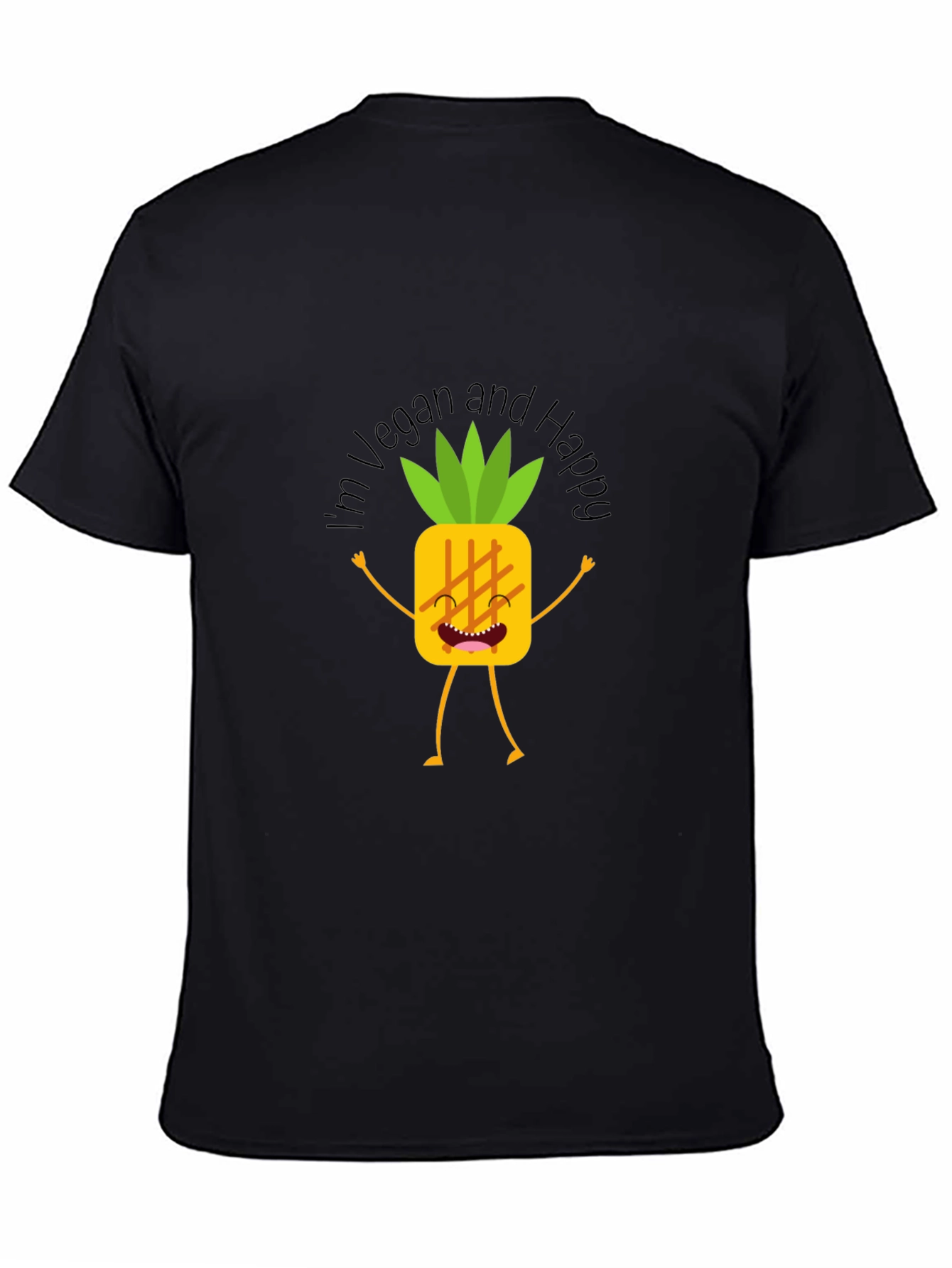 Black Vegan Pineapple Graphic Tee - Happy & Healthy Lifestyle! view 4