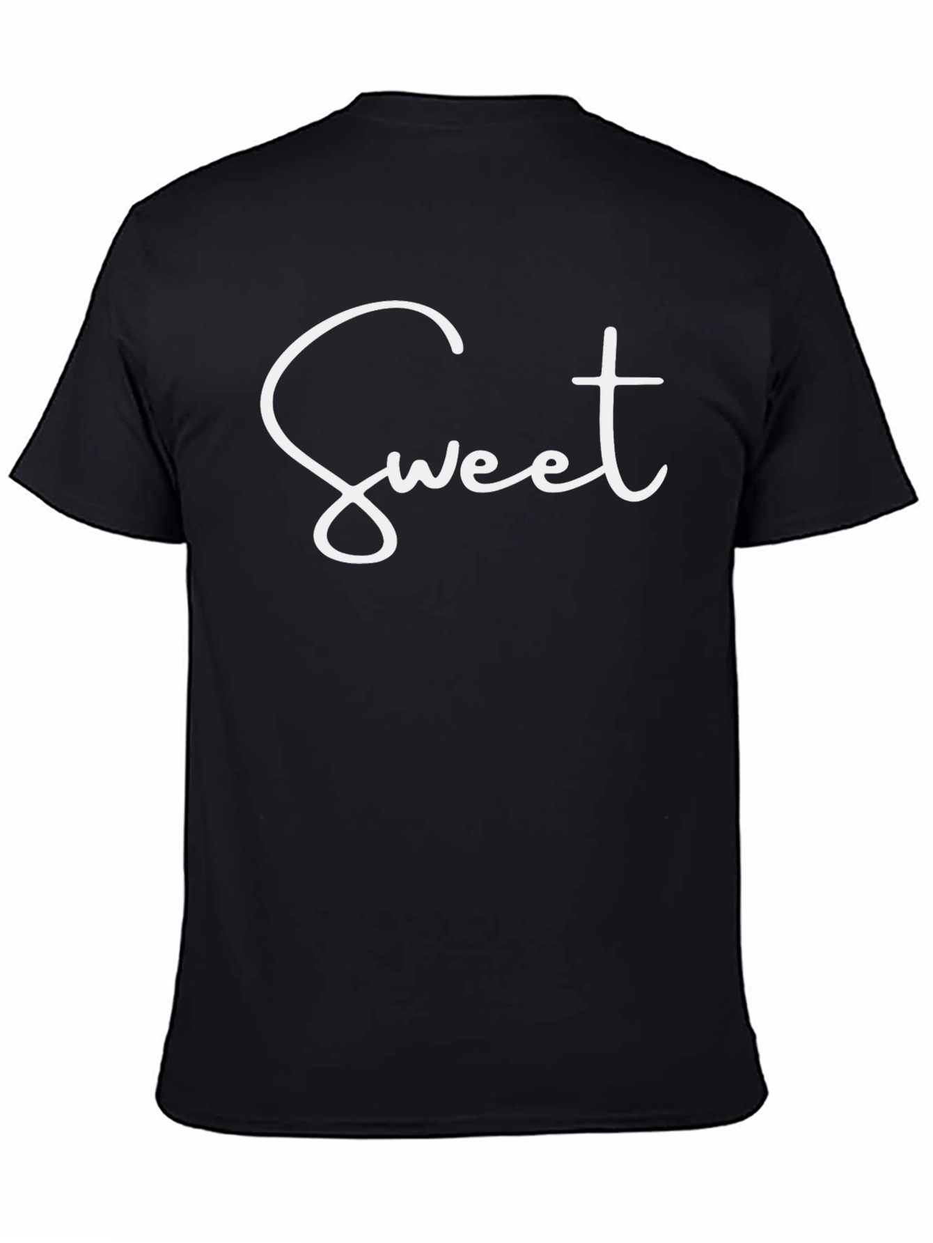 Black Sweet Graphic Tee - Stylish Black T-Shirt view 4