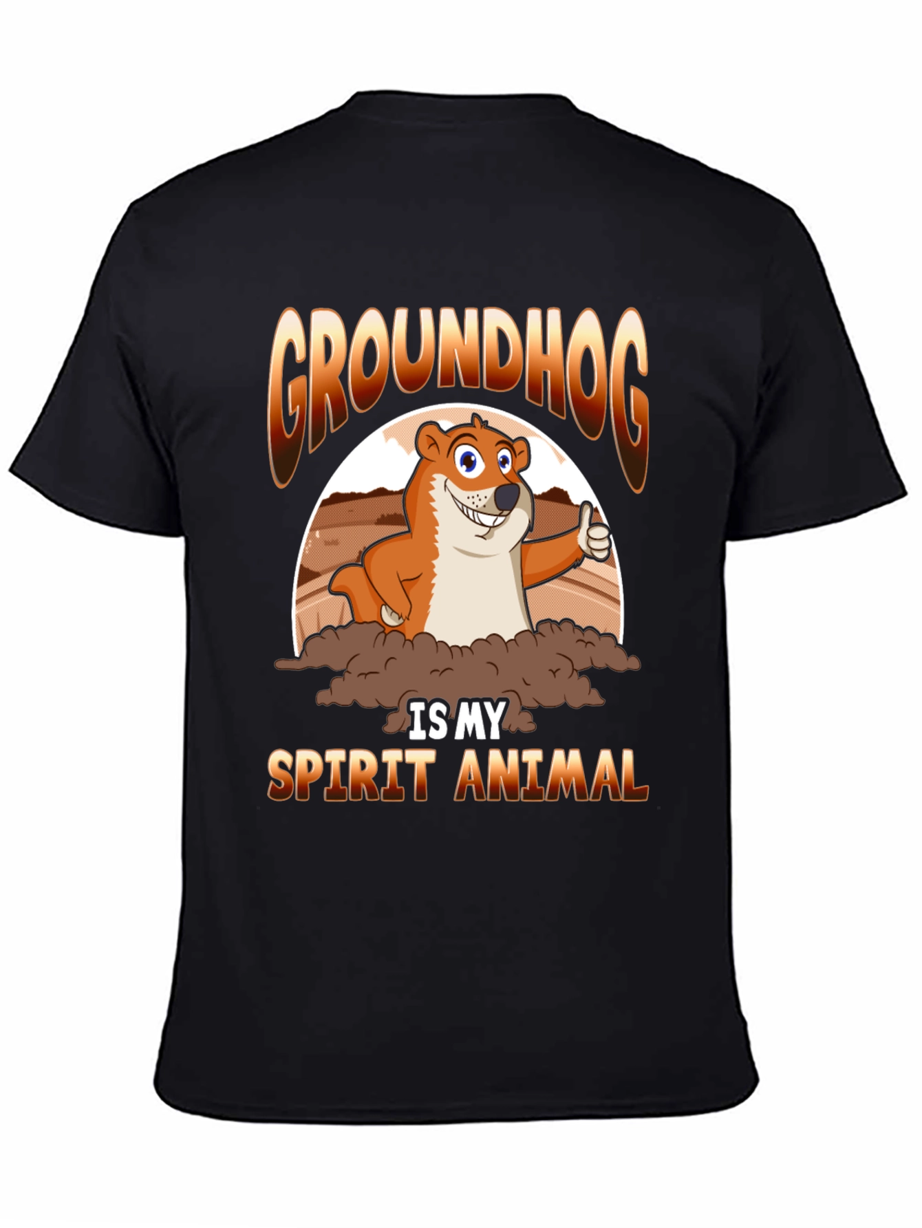 Black Groundhog Spirit Animal T-Shirt - Cute Cartoon Design view 4