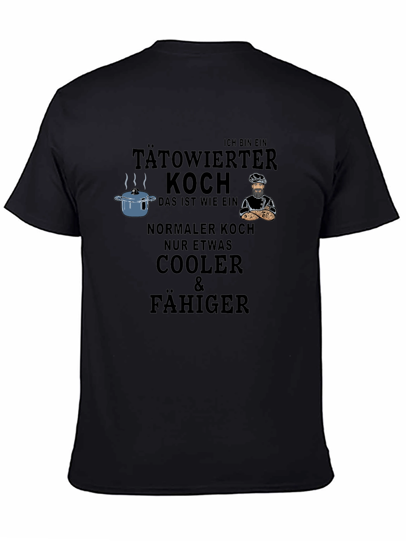 Black Tattooed Chef Graphic Tee - Cool & Capable Cook view 4