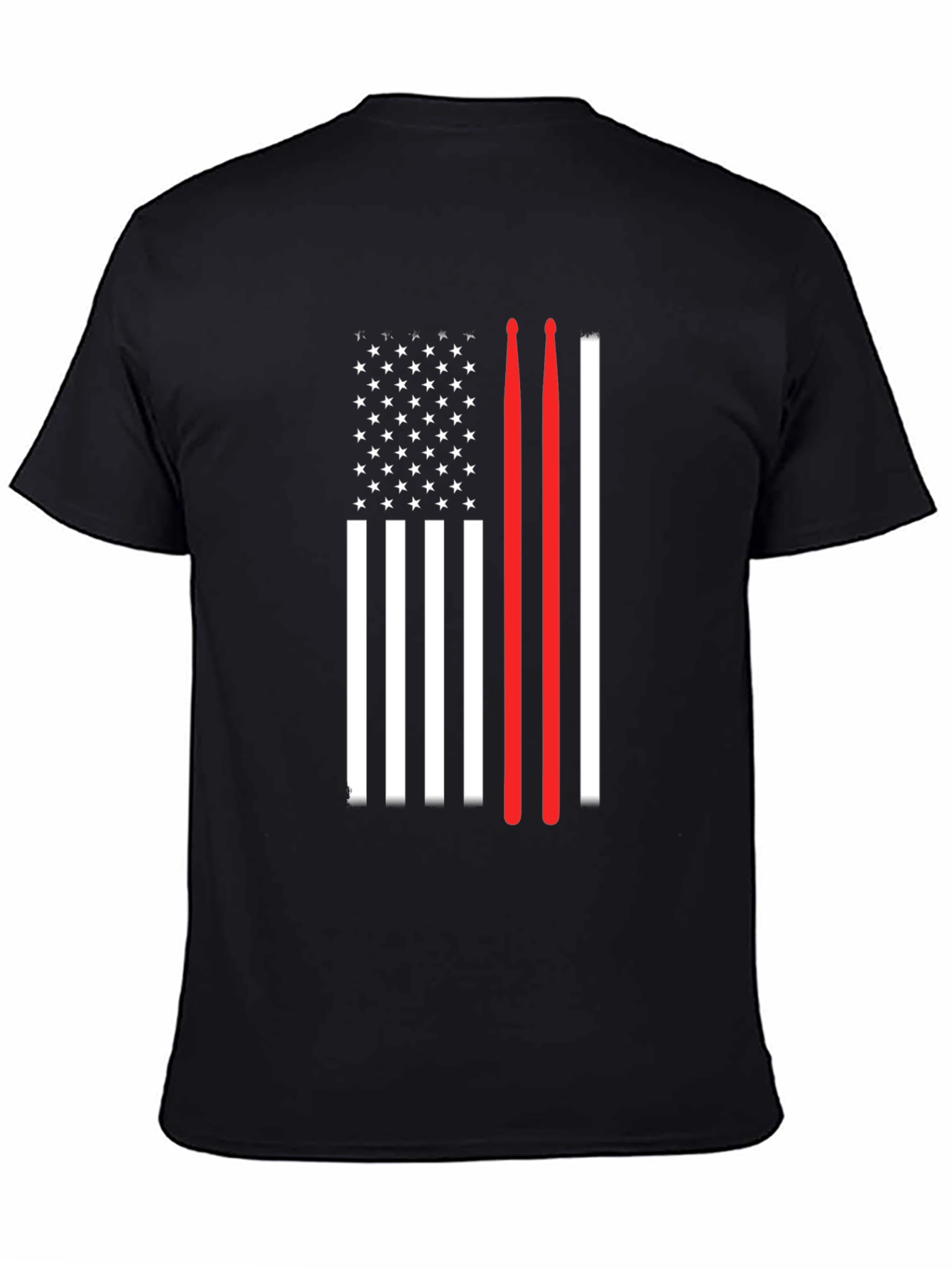 Black American Flag Drummer T-Shirt view 4