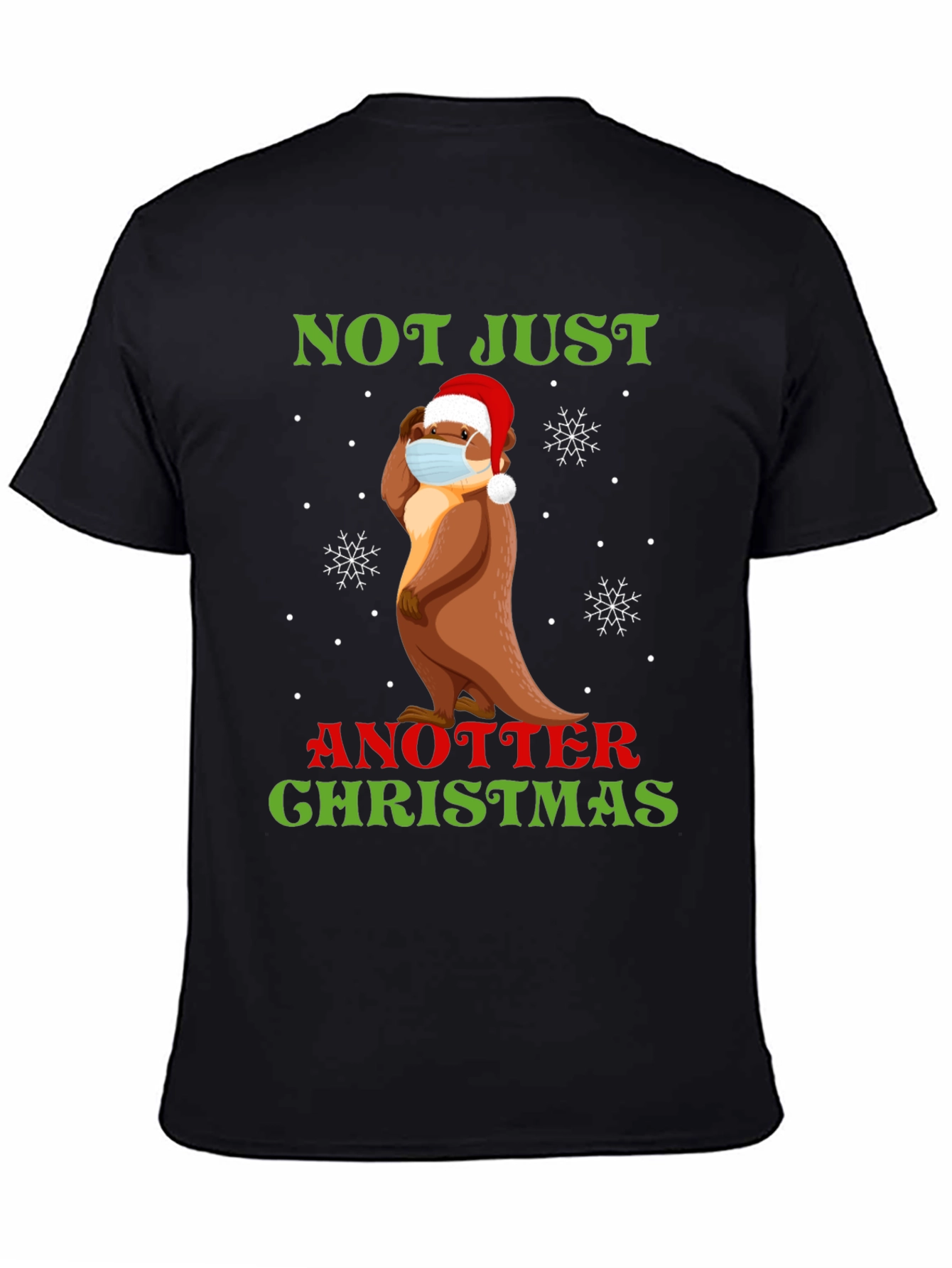 Black Funny Otter Christmas T-Shirt - Not Just Another Christmas view 4
