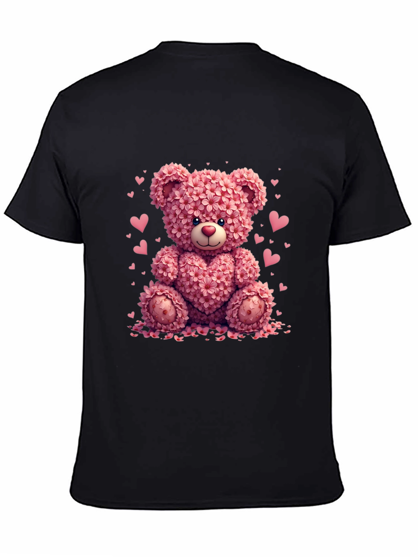 Black Floral Teddy Bear Graphic Tee - Valentine's Day view 4