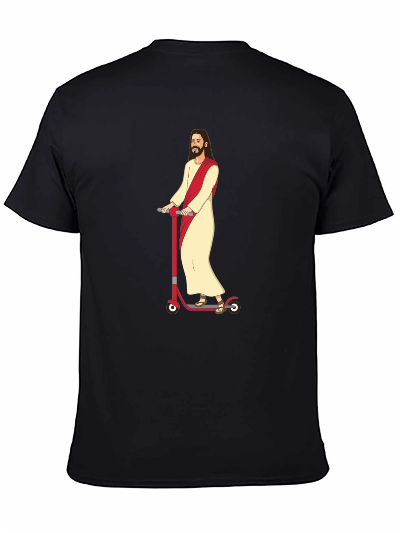 Black Jesus on Scooter T-Shirt - Religious Humor Tee view 4
