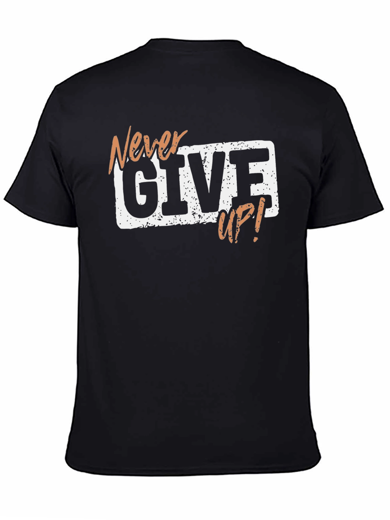 Black Never Give Up Graphic T-Shirt view 4