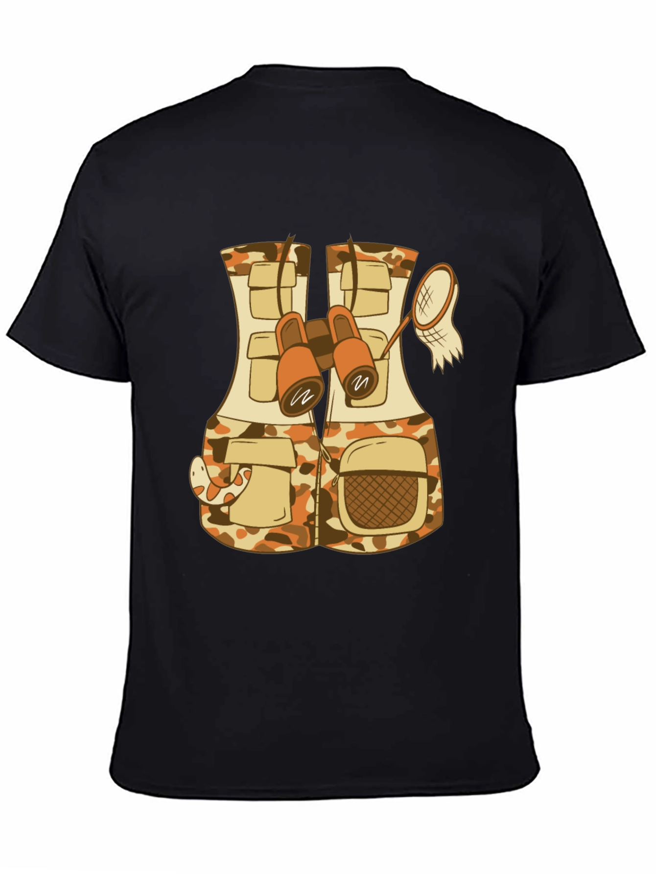 Black Funny Animal Explorer T-Shirt - Camo Vest and Snake view 4