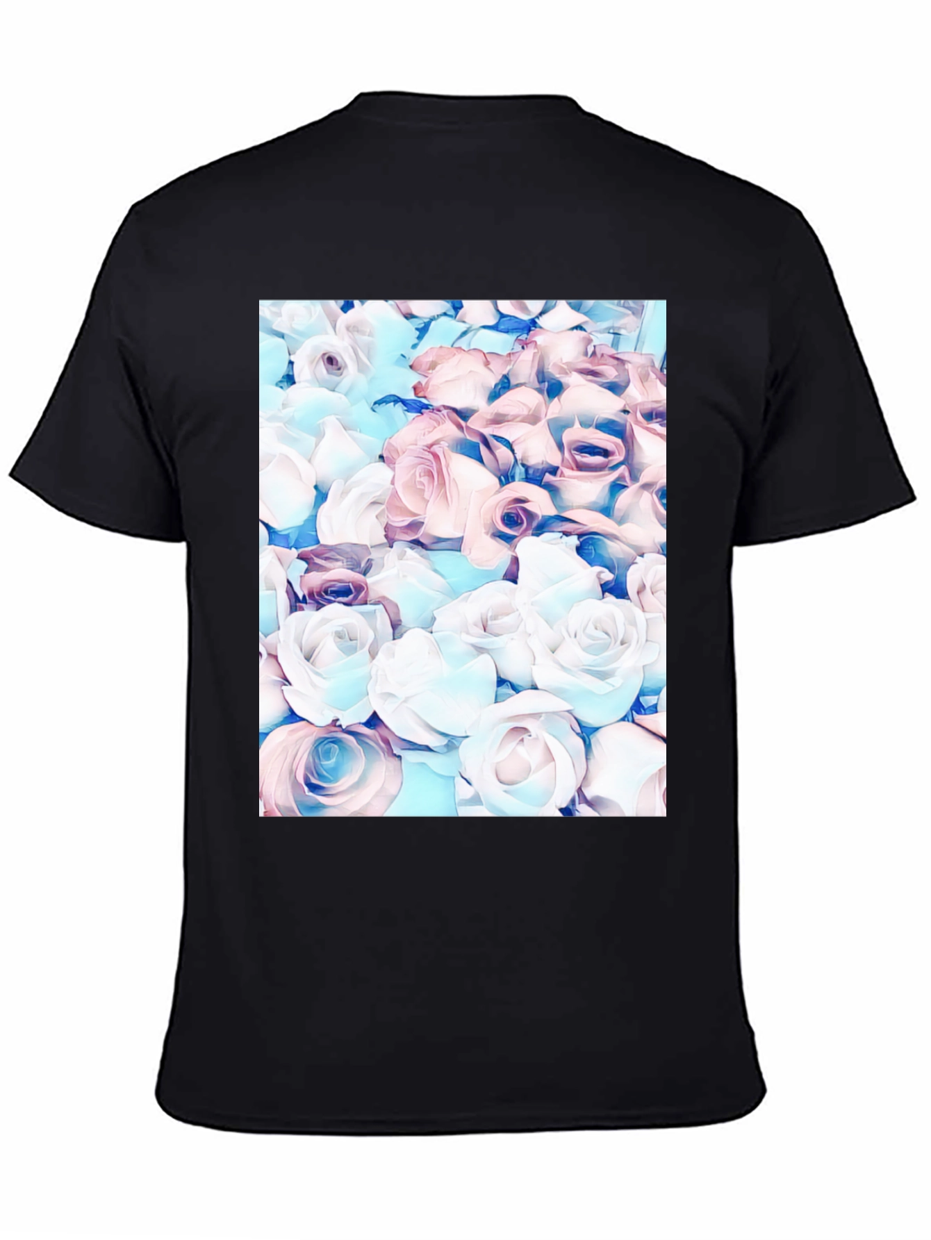 Black Floral Print Black T-Shirt - Stylish & Unique view 4