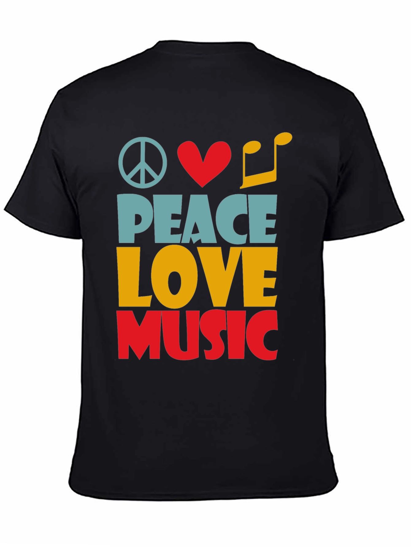 Black Peace Love Music Graphic Tee - Unisex view 4