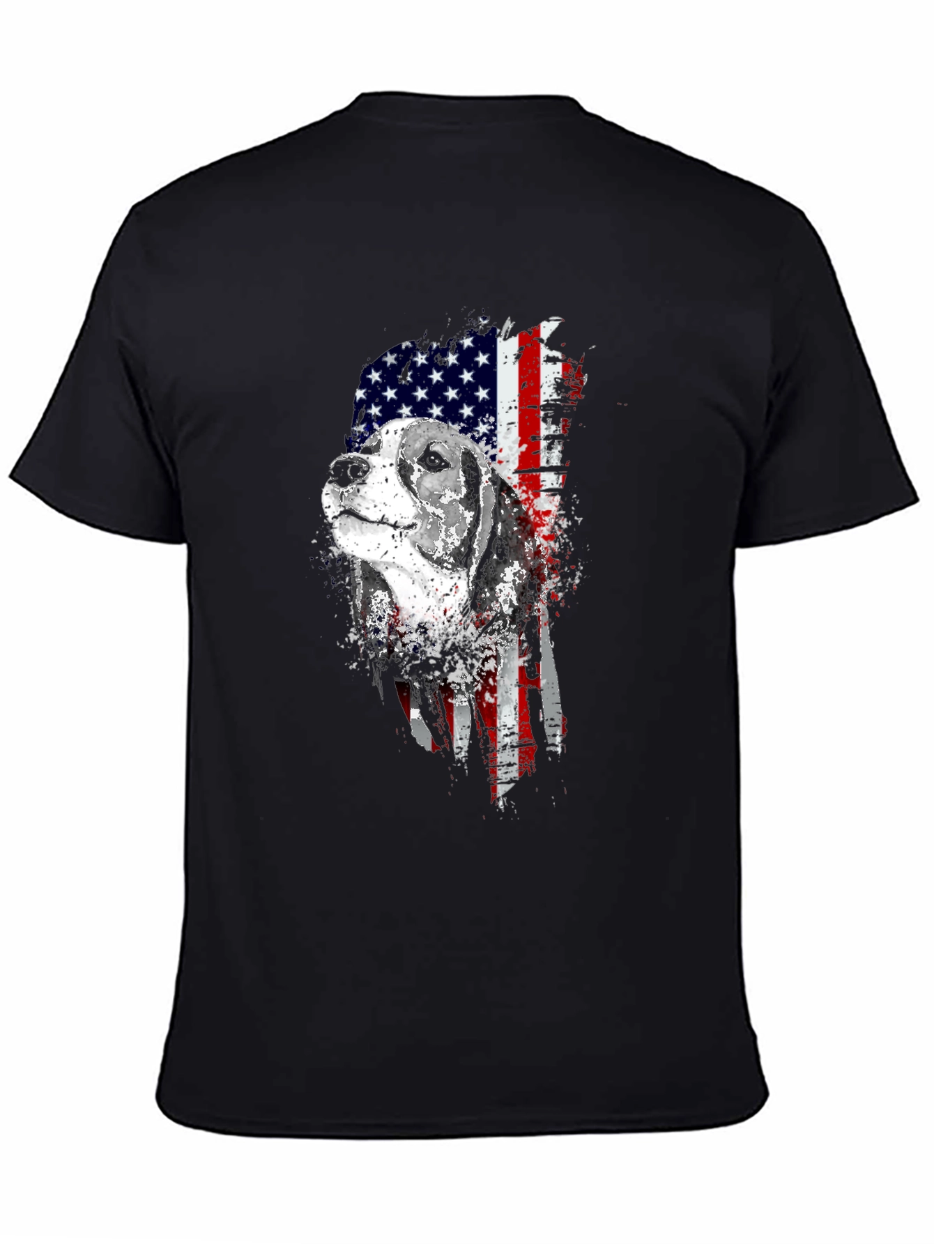 Black Patriotic Beagle Dog American Flag Graphic Tee view 4