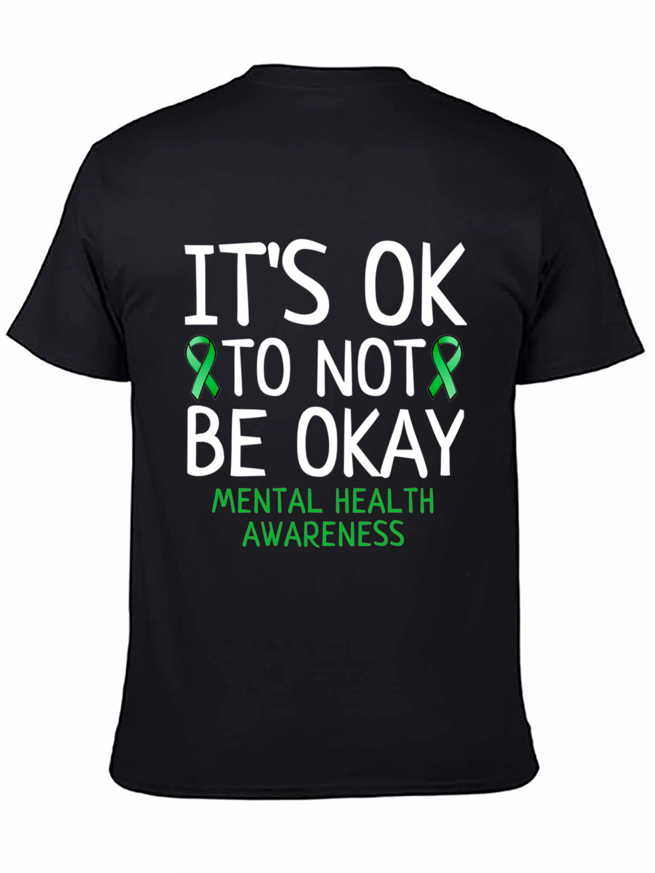 Black It's OK To Not Be Okay Mental Health Awareness T-Shirt view 4