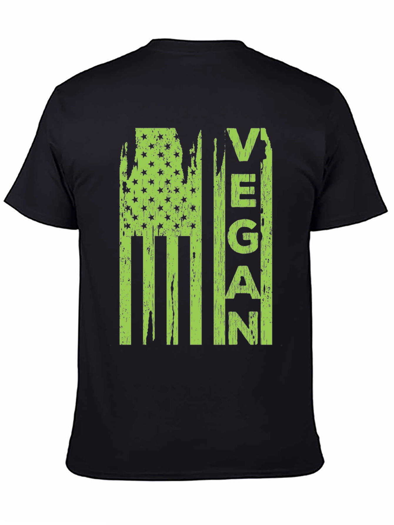 Black Vegan American Flag Graphic T-Shirt view 4