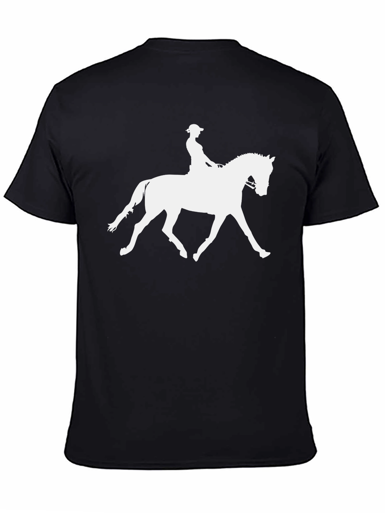 Equestrian Silhouette Graphic Tee - Black Cotton Shirt - 4