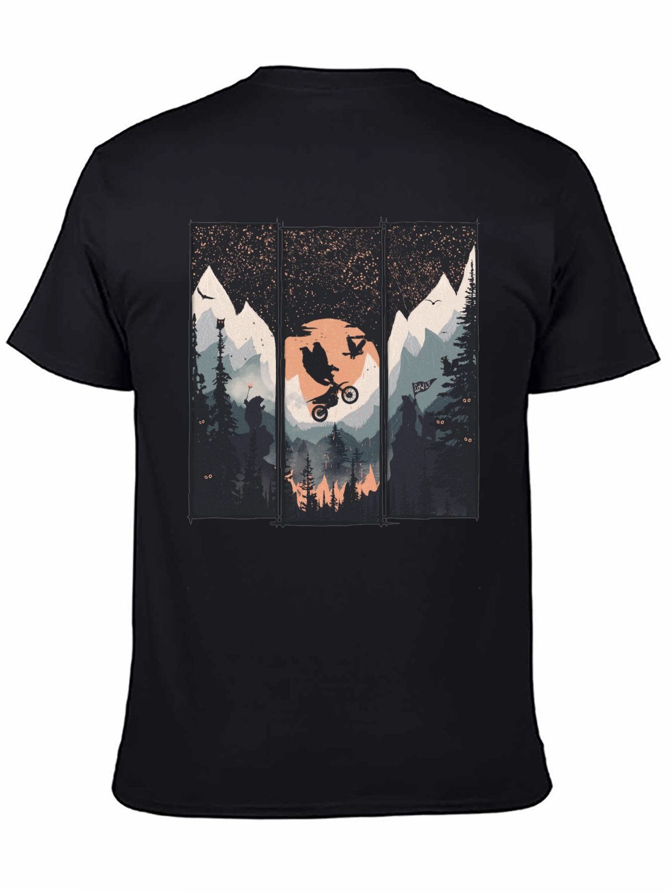 Black Mountain Bike Scene Graphic Tee view 4