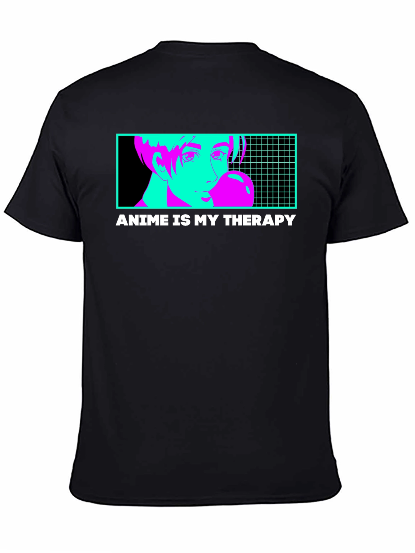 Black Anime Therapy T-Shirt - Unique Graphic Tee view 4