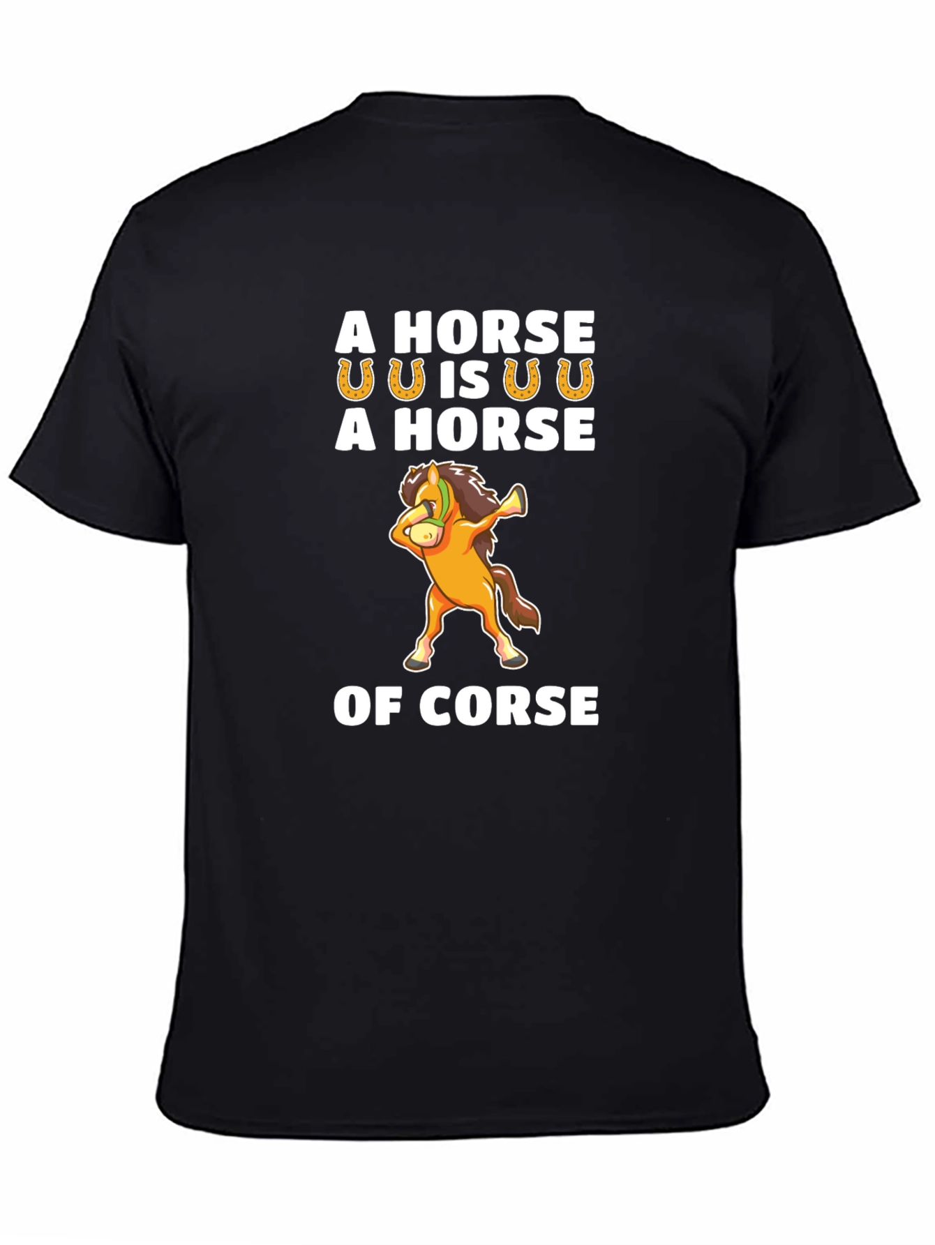 Black Funny Horse Pun T-Shirt - 'Of Corse' Humor Tee view 4