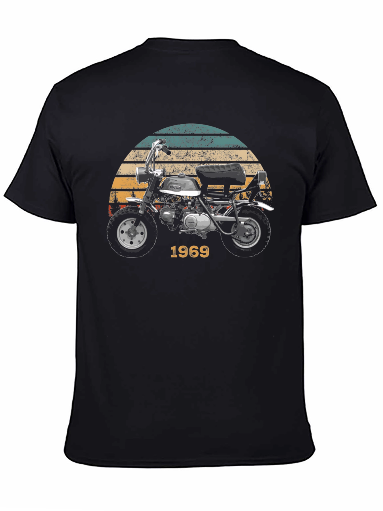 Black Vintage Motorcycle 1969 Graphic T-Shirt view 4