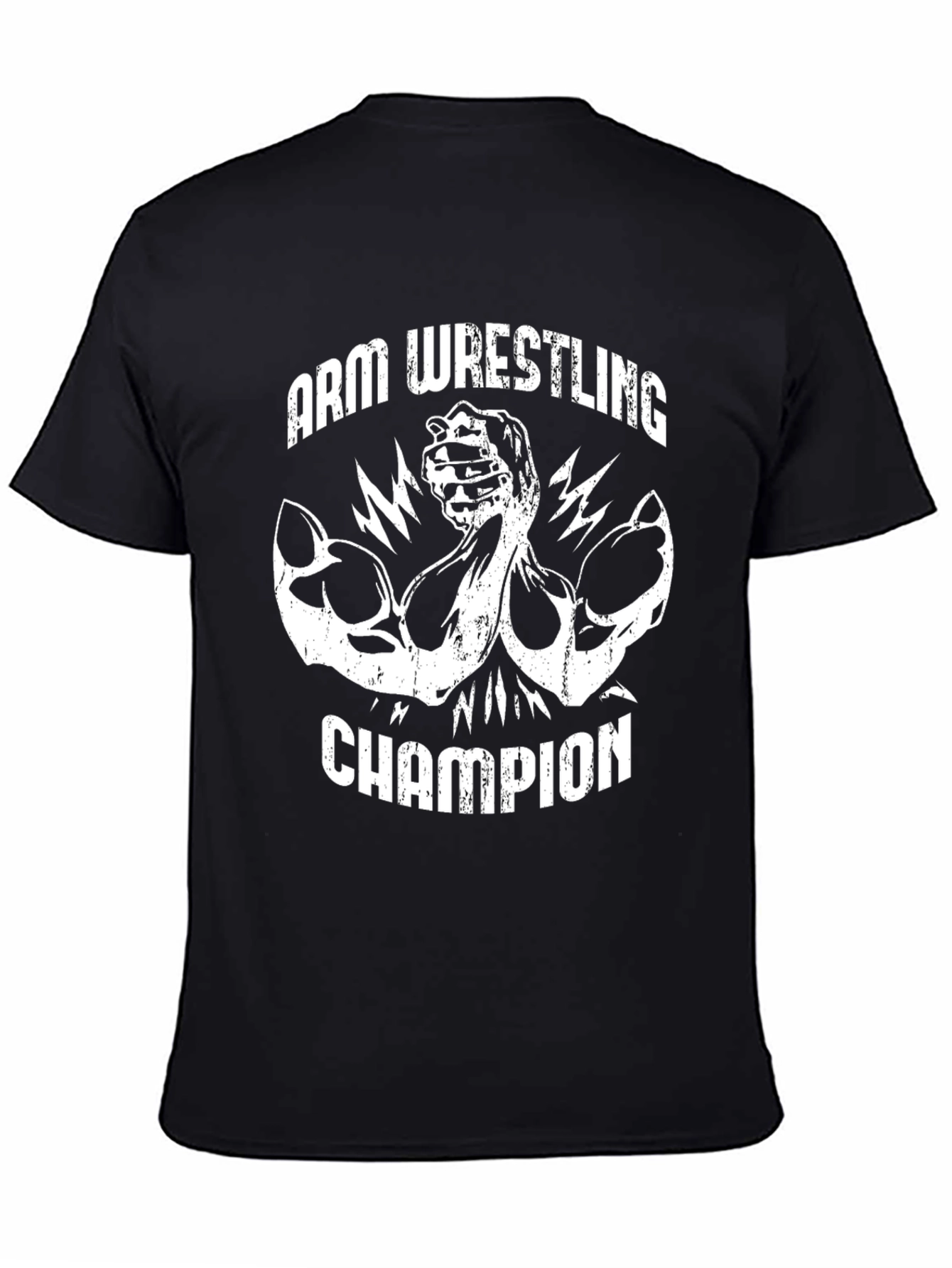 Black Arm Wrestling Champion Black T-Shirt view 4