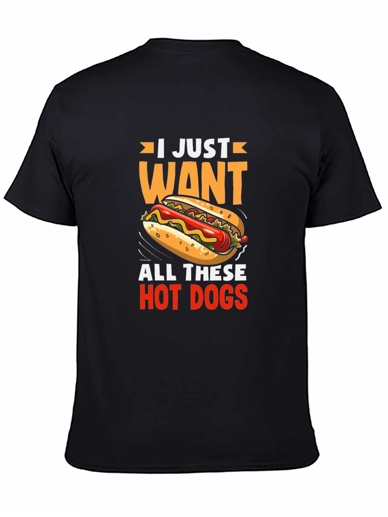 Black I Just Want All These Hot Dogs Graphic Tee view 4