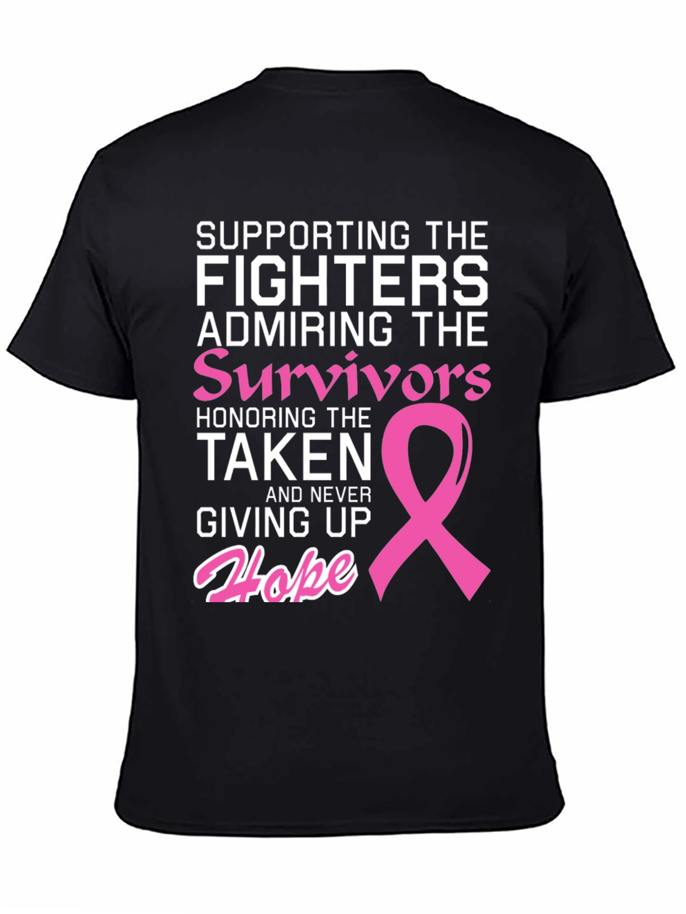 Black Breast Cancer Awareness T-Shirt: Fighters, Survivors, Hope view 4