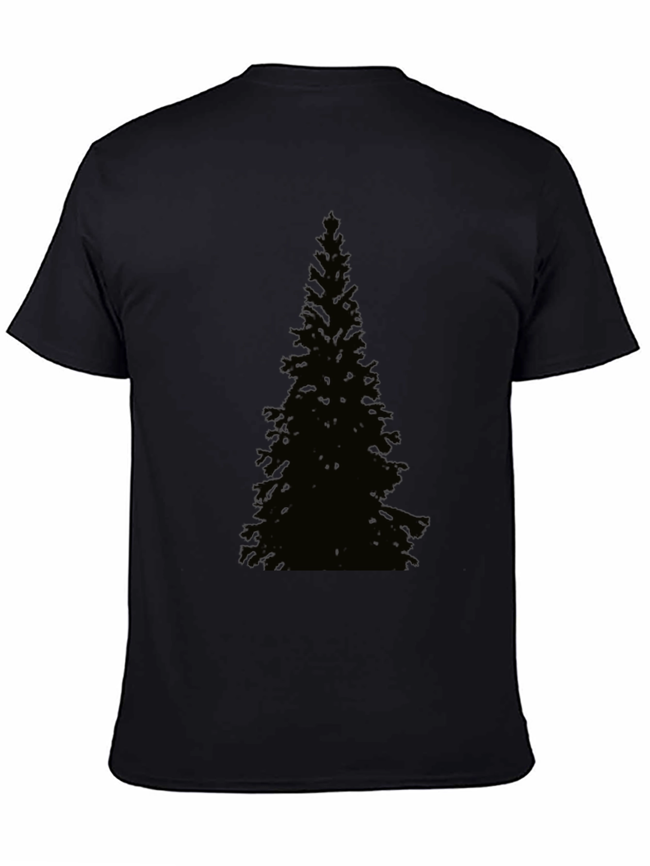 Black Evergreen Tree Graphic Tee - Black Cotton T-Shirt view 4