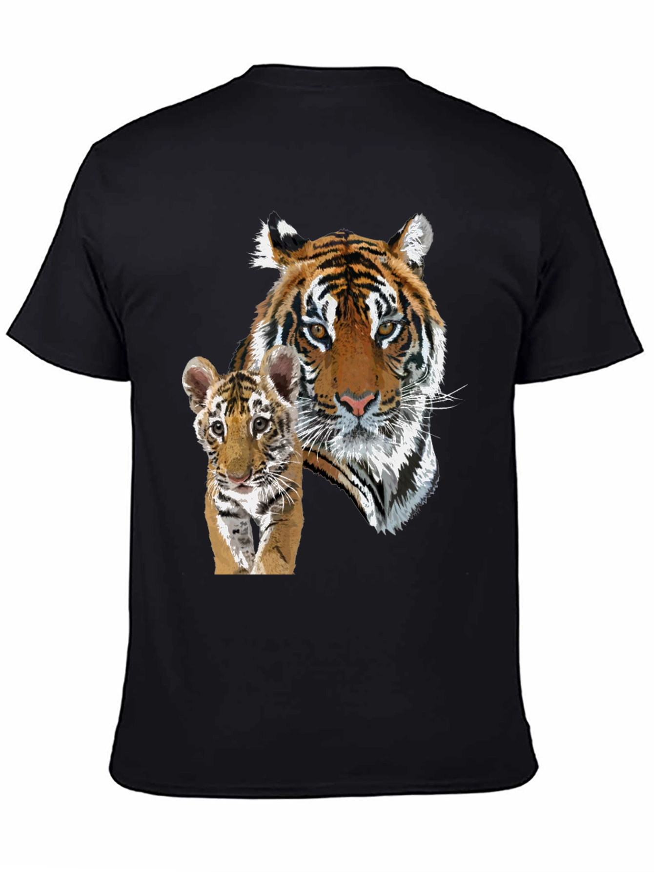 Black Tiger & Cub Graphic Tee - Unisex Black T-Shirt view 4