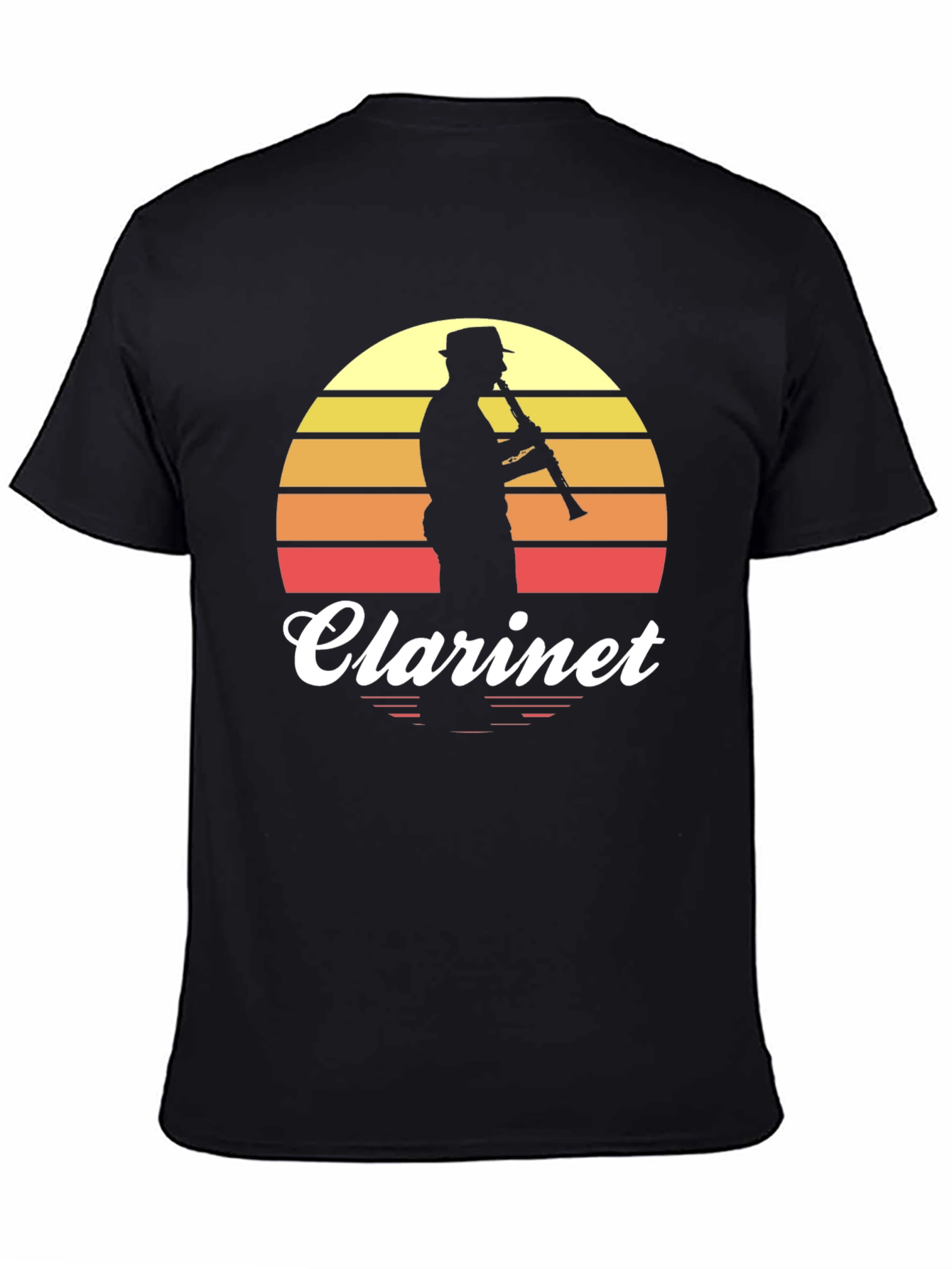 Black Vintage Clarinet Player T-Shirt view 4