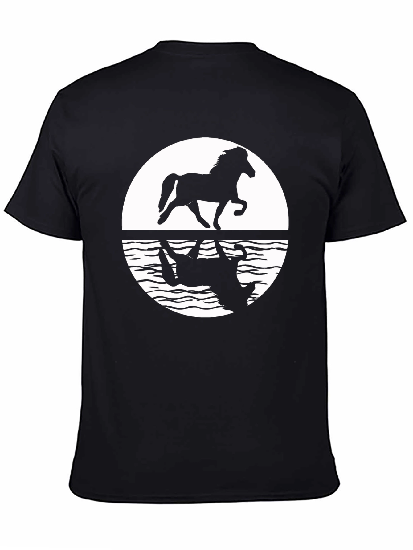 Black Horse Silhouette Graphic Tee - Black Cotton Blend view 4