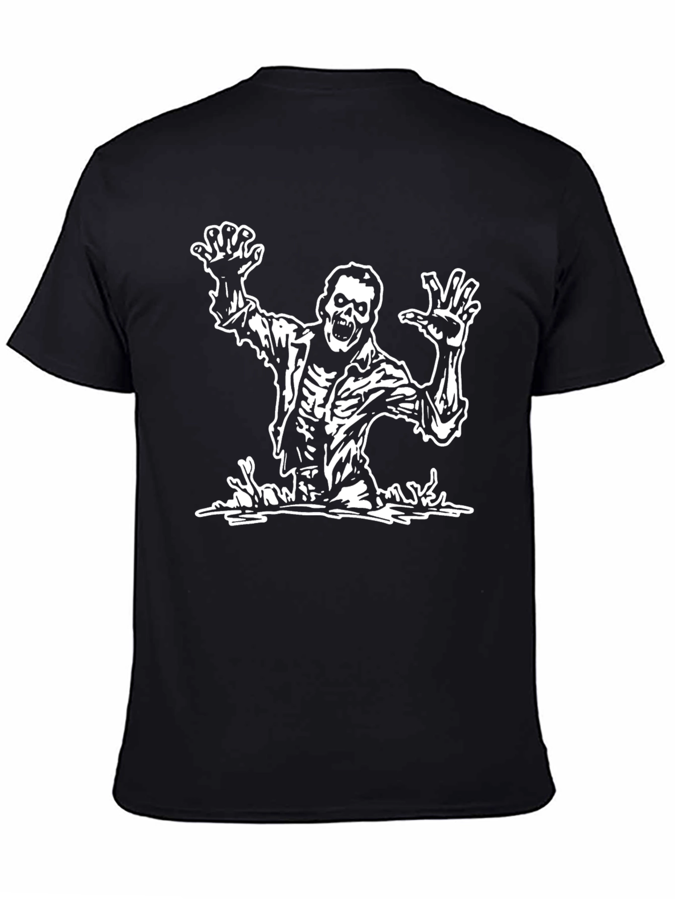 Black Zombie Graphic Tee - Black Cotton T-Shirt view 4