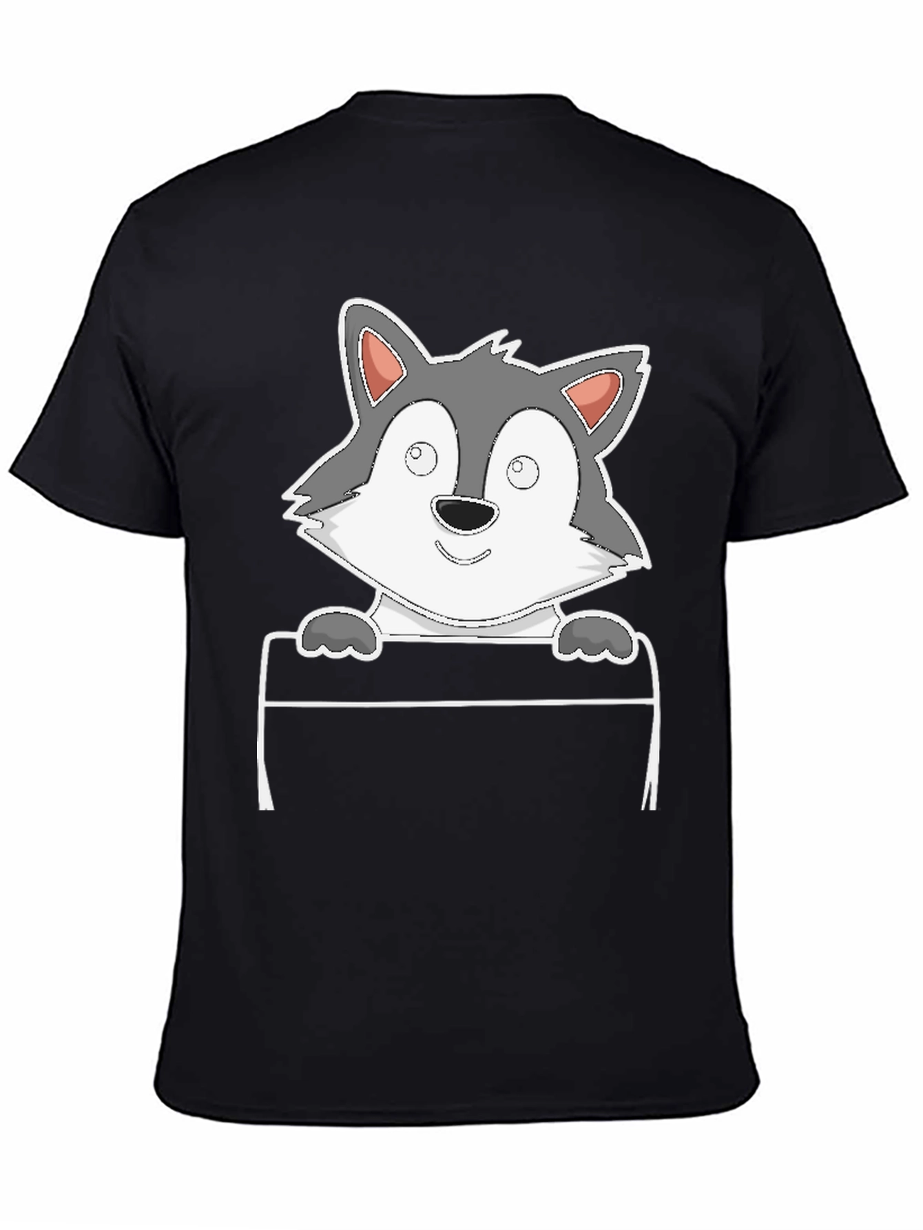 Black Cartoon Wolf Graphic Tee - Black view 4