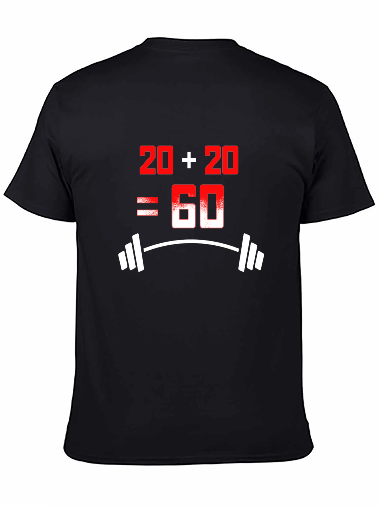 Black Funny 20+20=60 Workout T-Shirt view 4