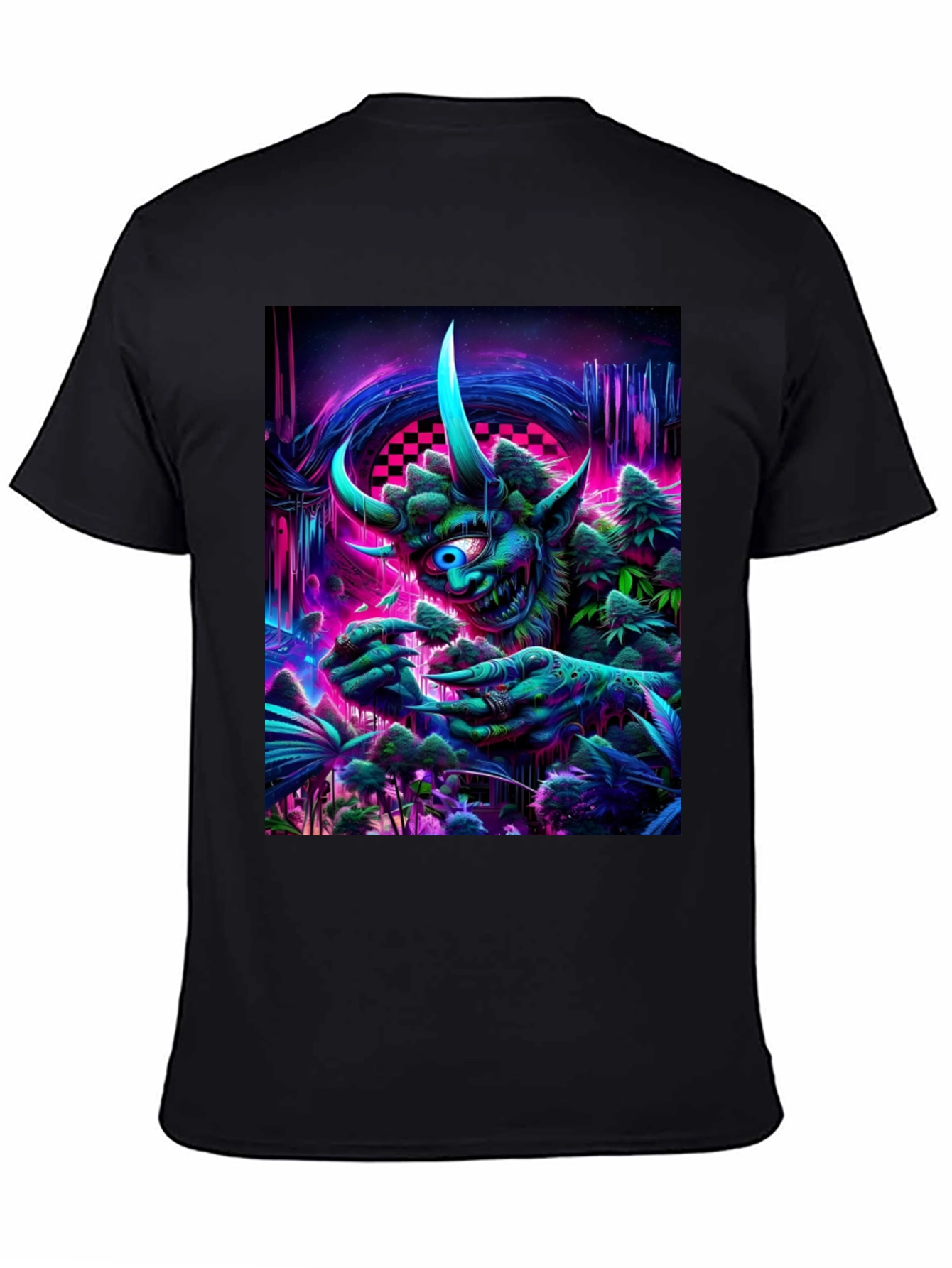 Black Psychedelic Monster Graphic T-Shirt view 4