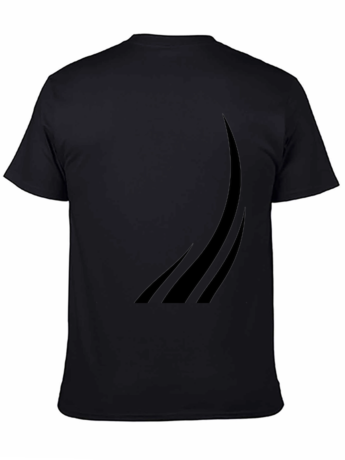 Black Men's Black Graphic Tee - Modern Curved Design view 4